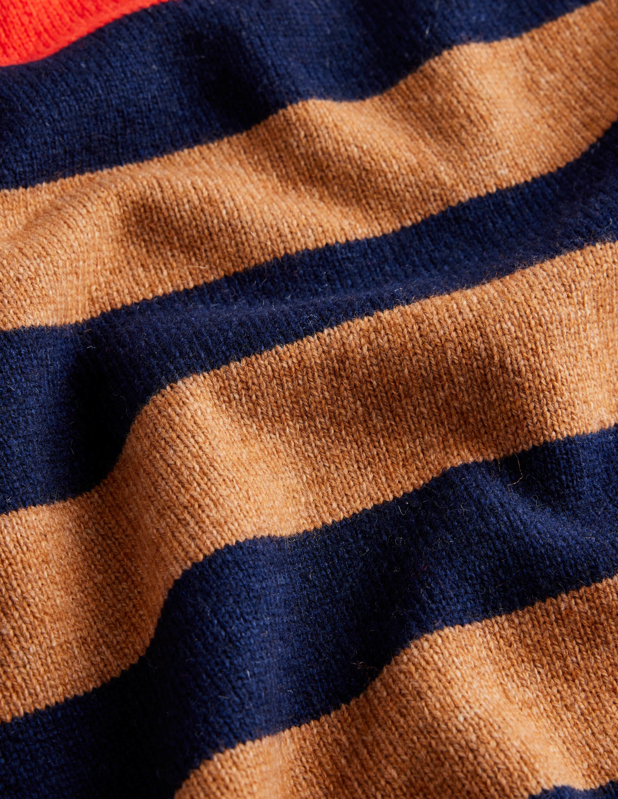 Raglan Crew Neck Sweater-Camel Melange Multi stripe - Image 6
