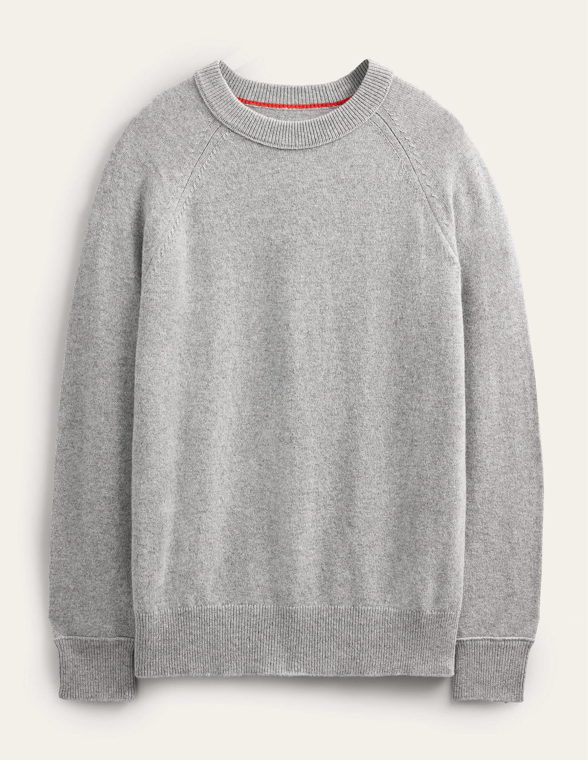 Raglan Crew Neck Sweater-Light Grey Melange - Image 5