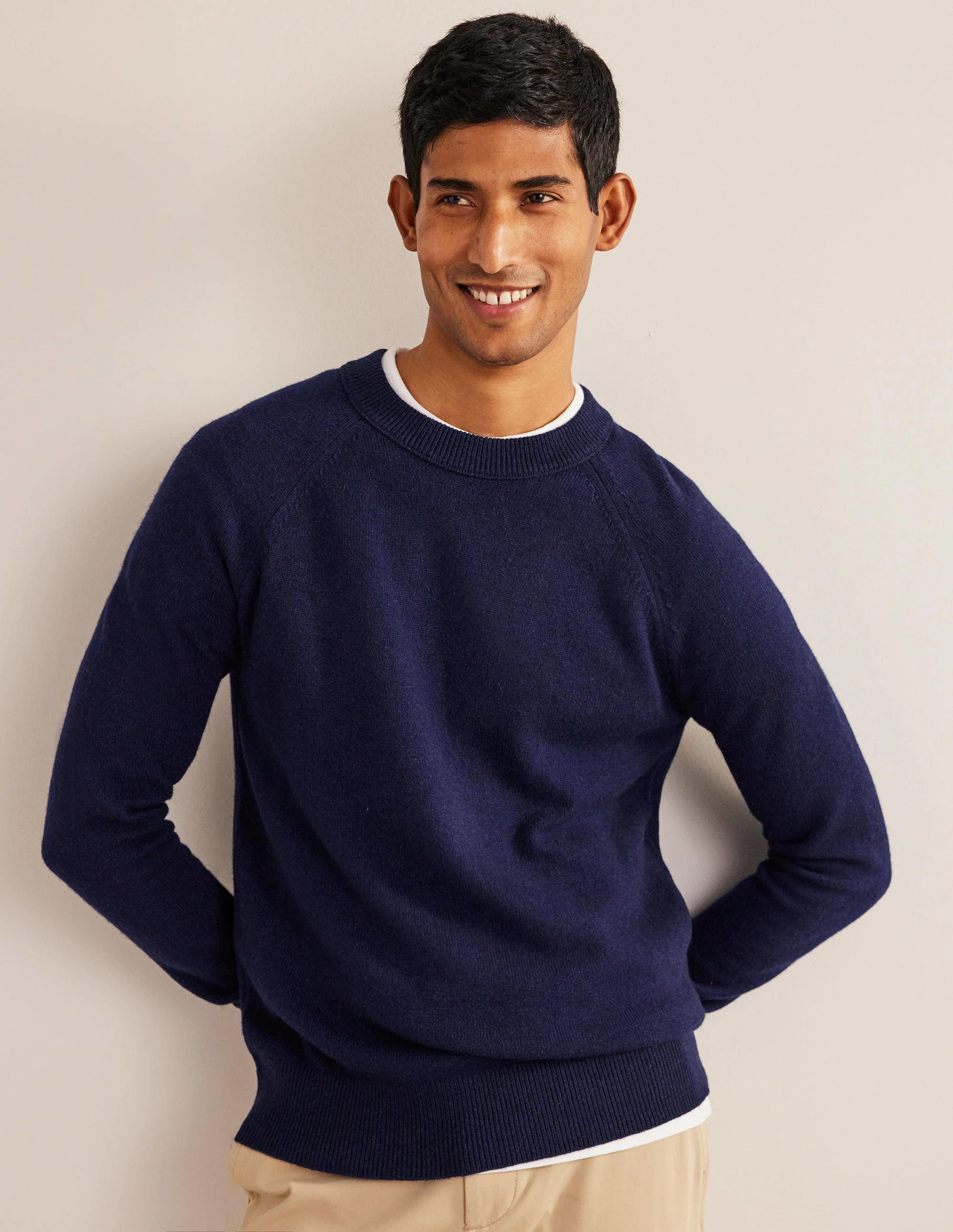 Raglan Crew Neck Sweater-Navy