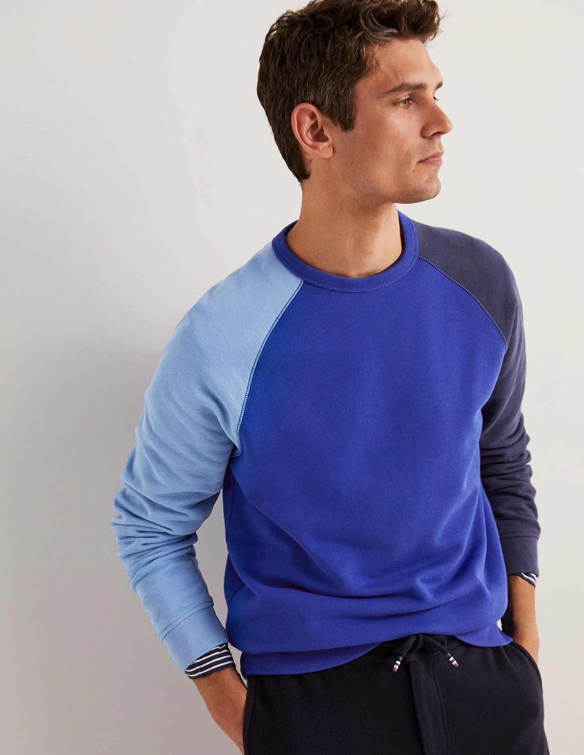 Raglan Sweatshirt-Blue Colourblock