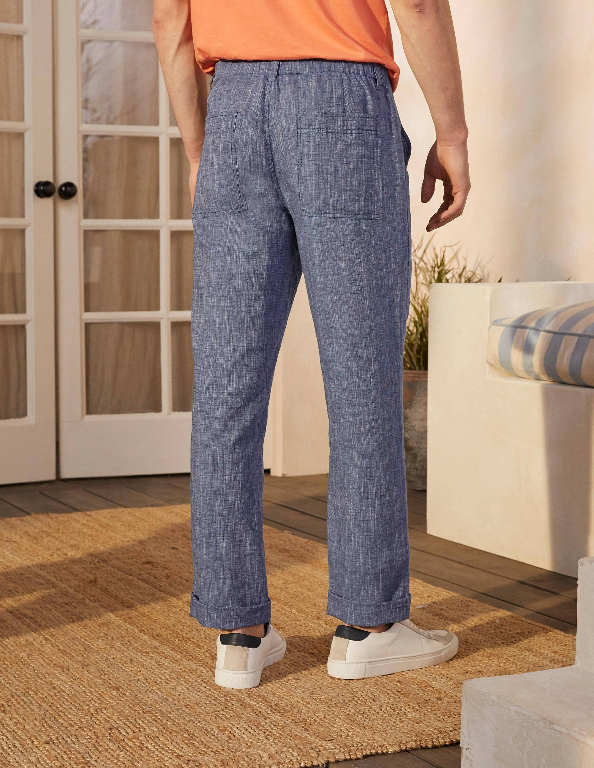 Relaxed Linen Blend Pants-Dark Denim Chambray - Image 3
