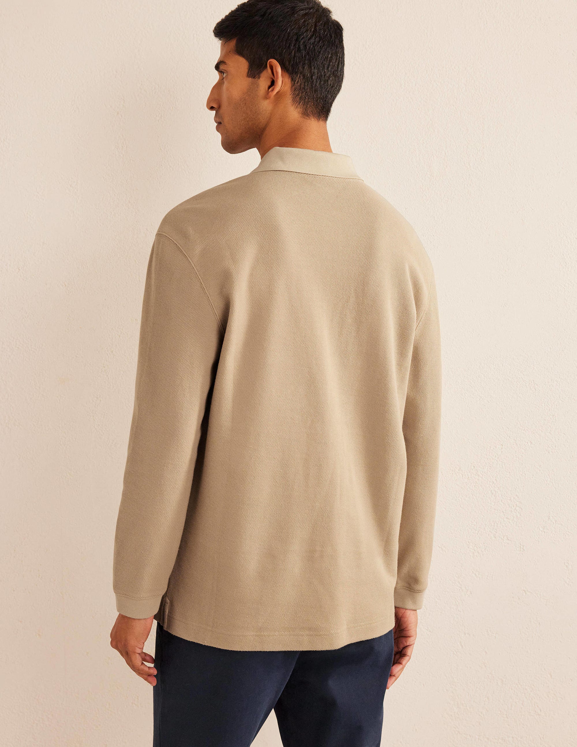 Relaxed Long Sleeve Polo-Stone - Image 3