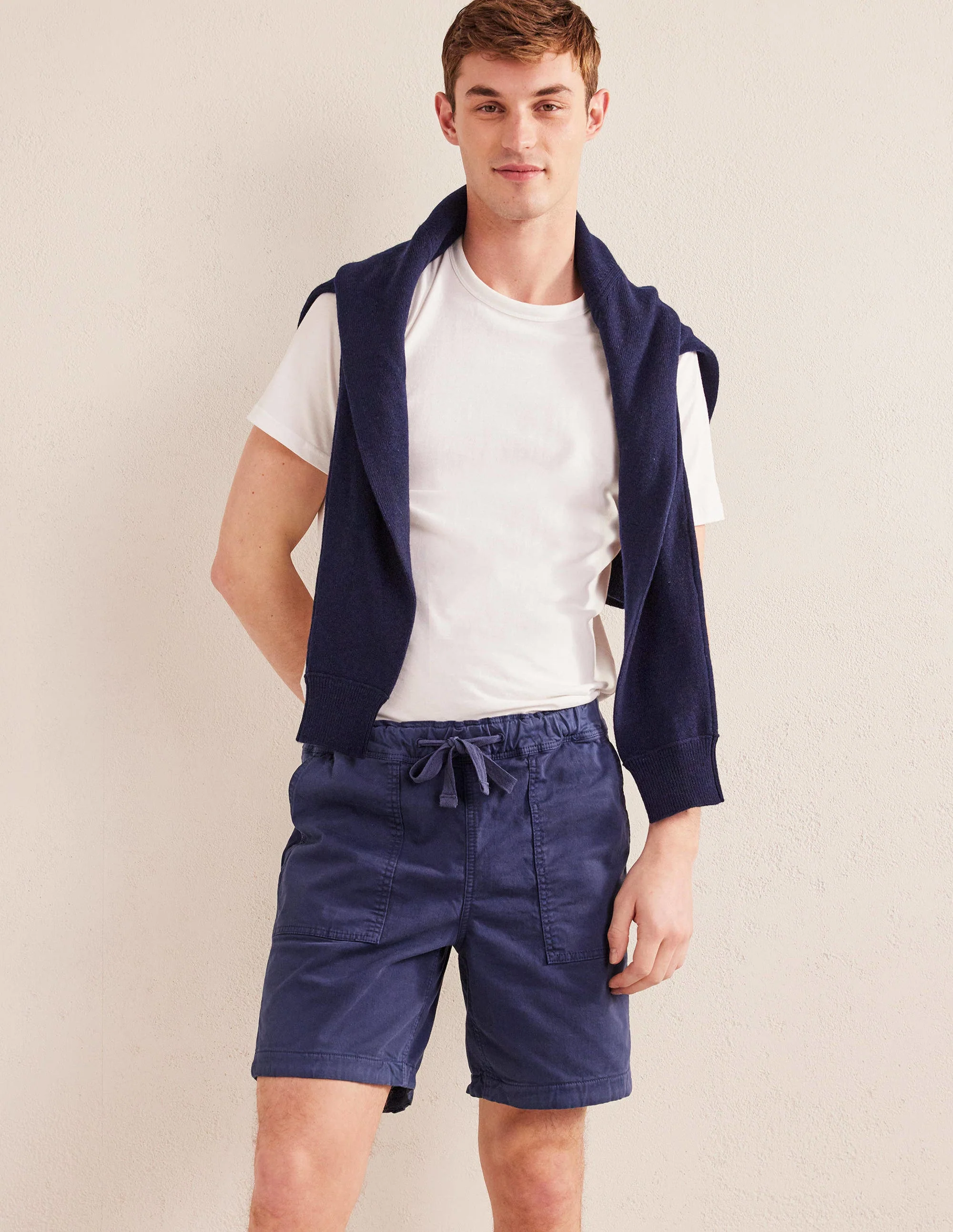 Relaxed Twill Shorts-Space Blue