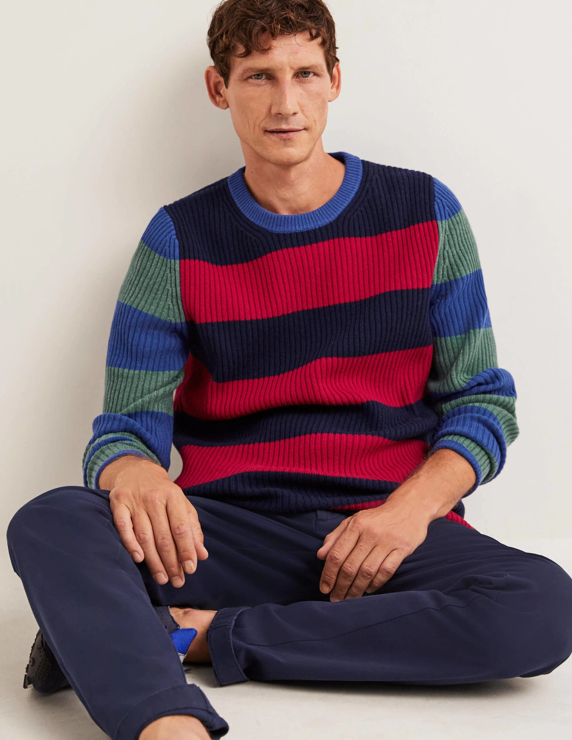 Rib Crew Neck-Stripe Colourblock - Image 4