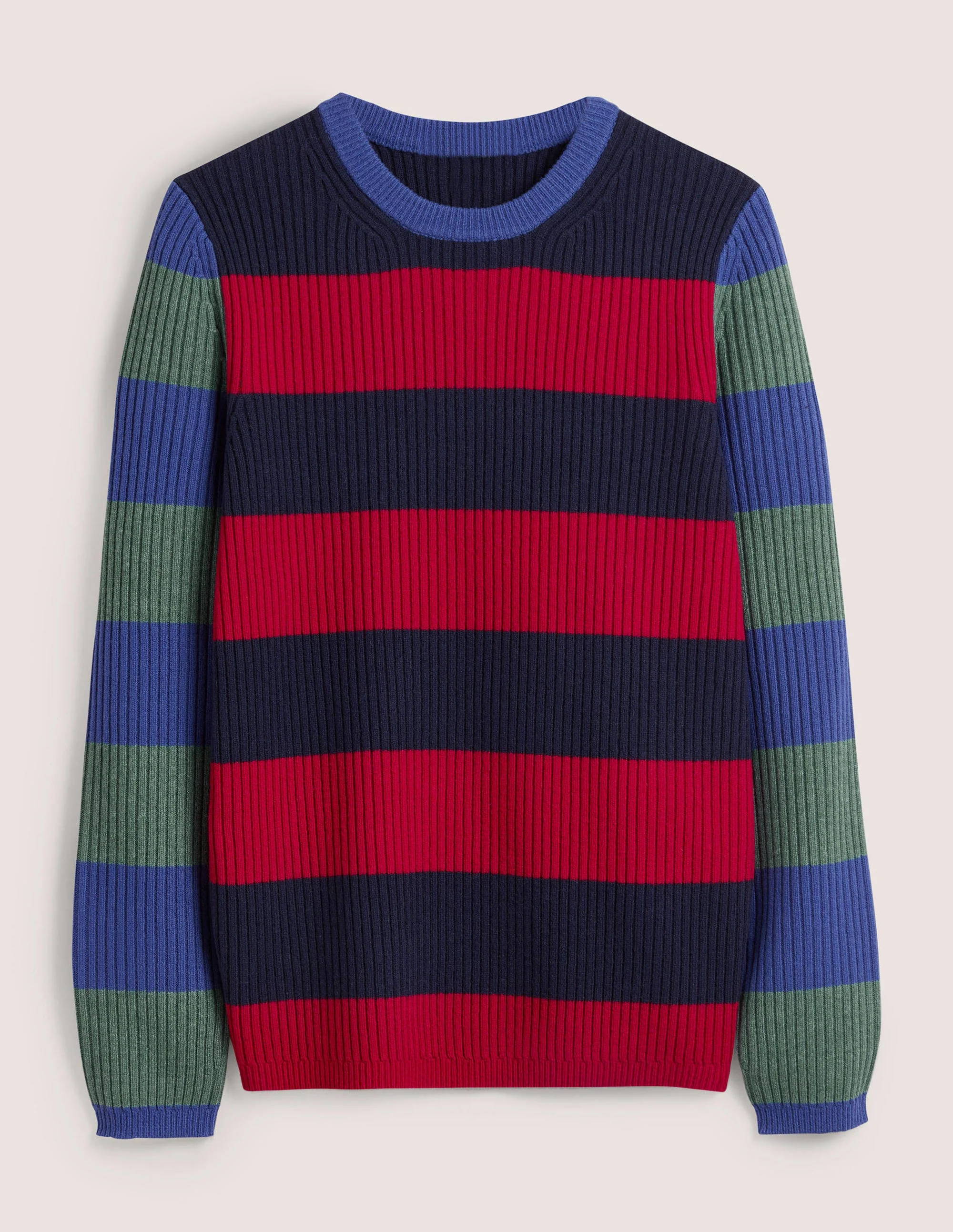 Rib Crew Neck-Stripe Colourblock - Image 5