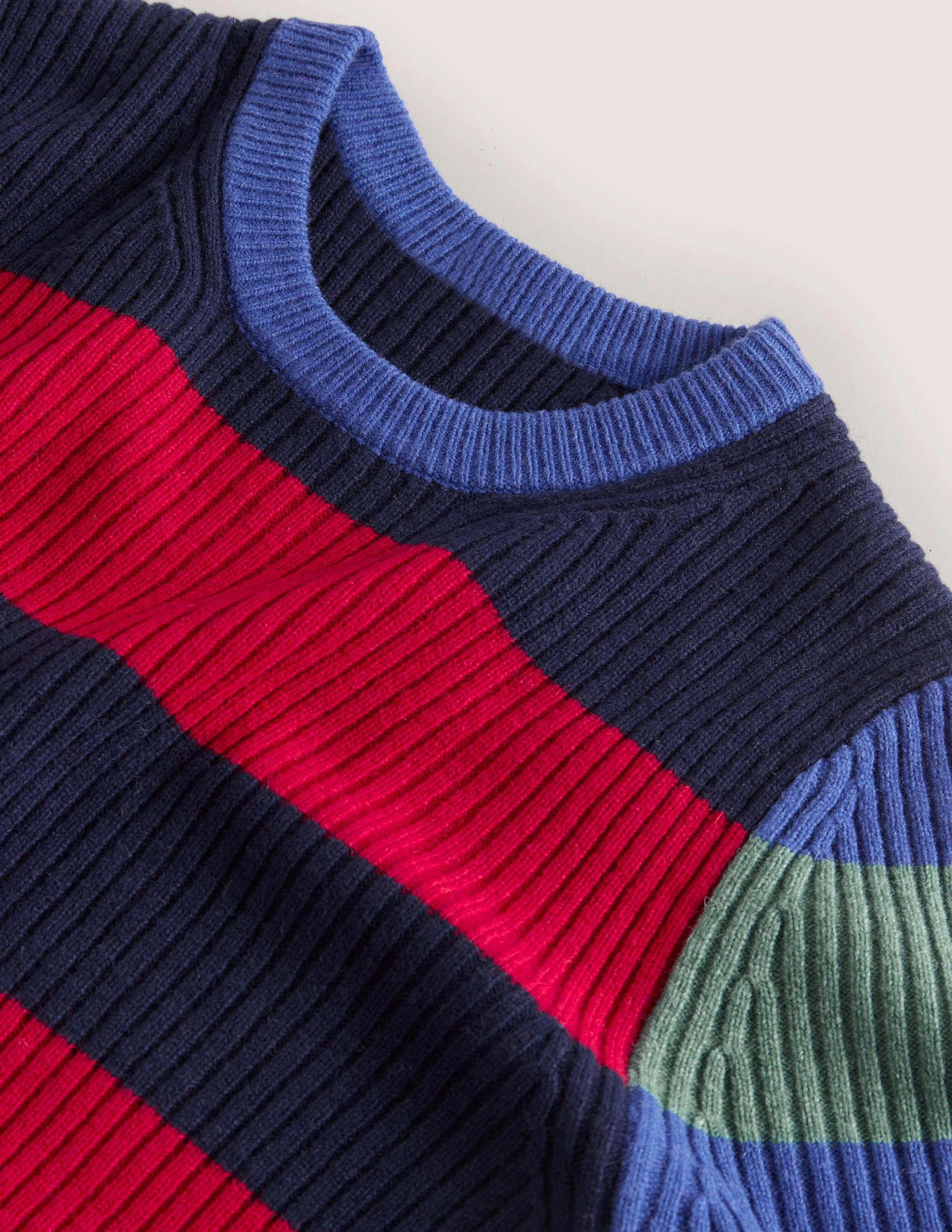 Rib Crew Neck-Stripe Colourblock - Image 6