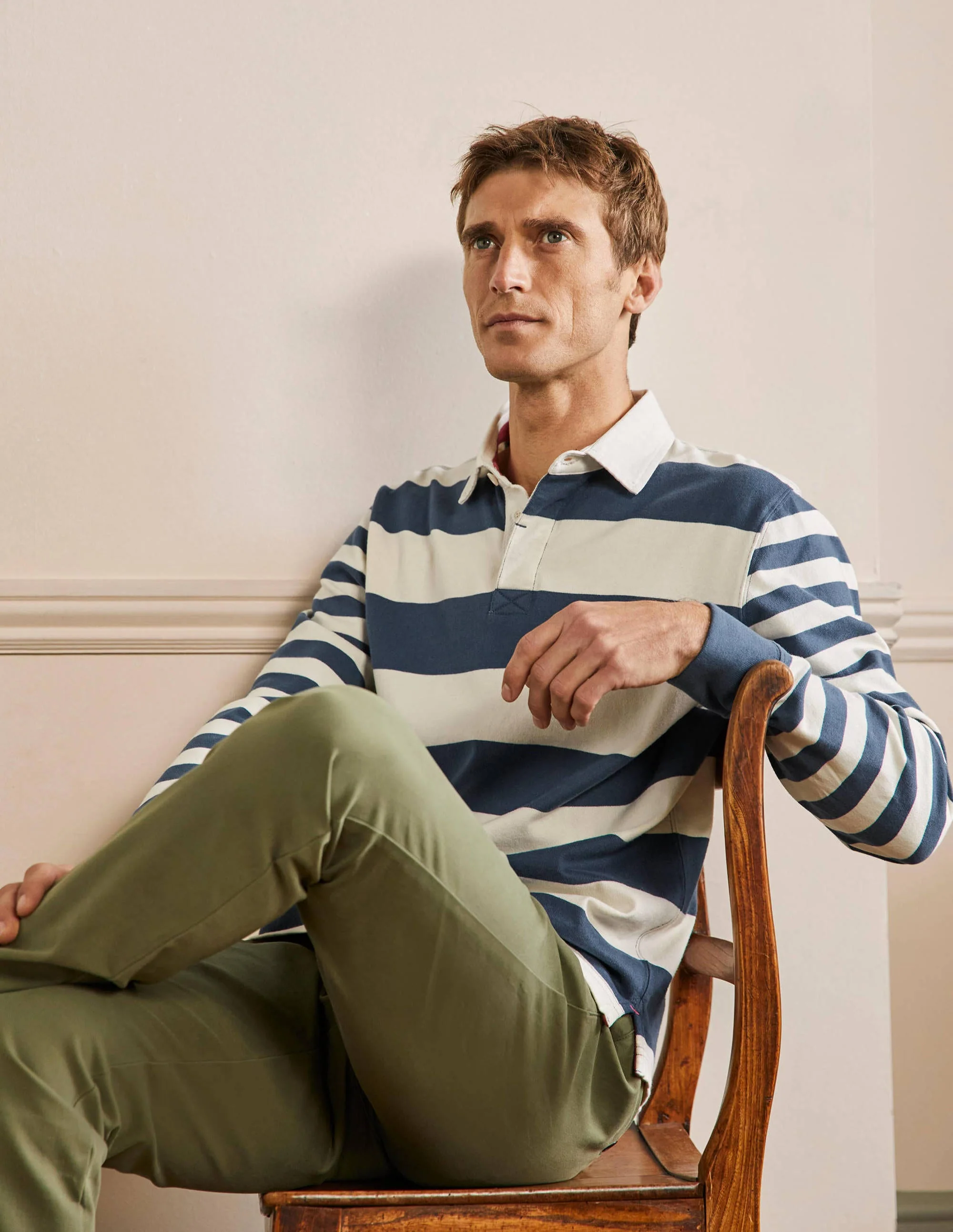 Rugby Shirt-Ensign Blue/ Ecru - Image 4