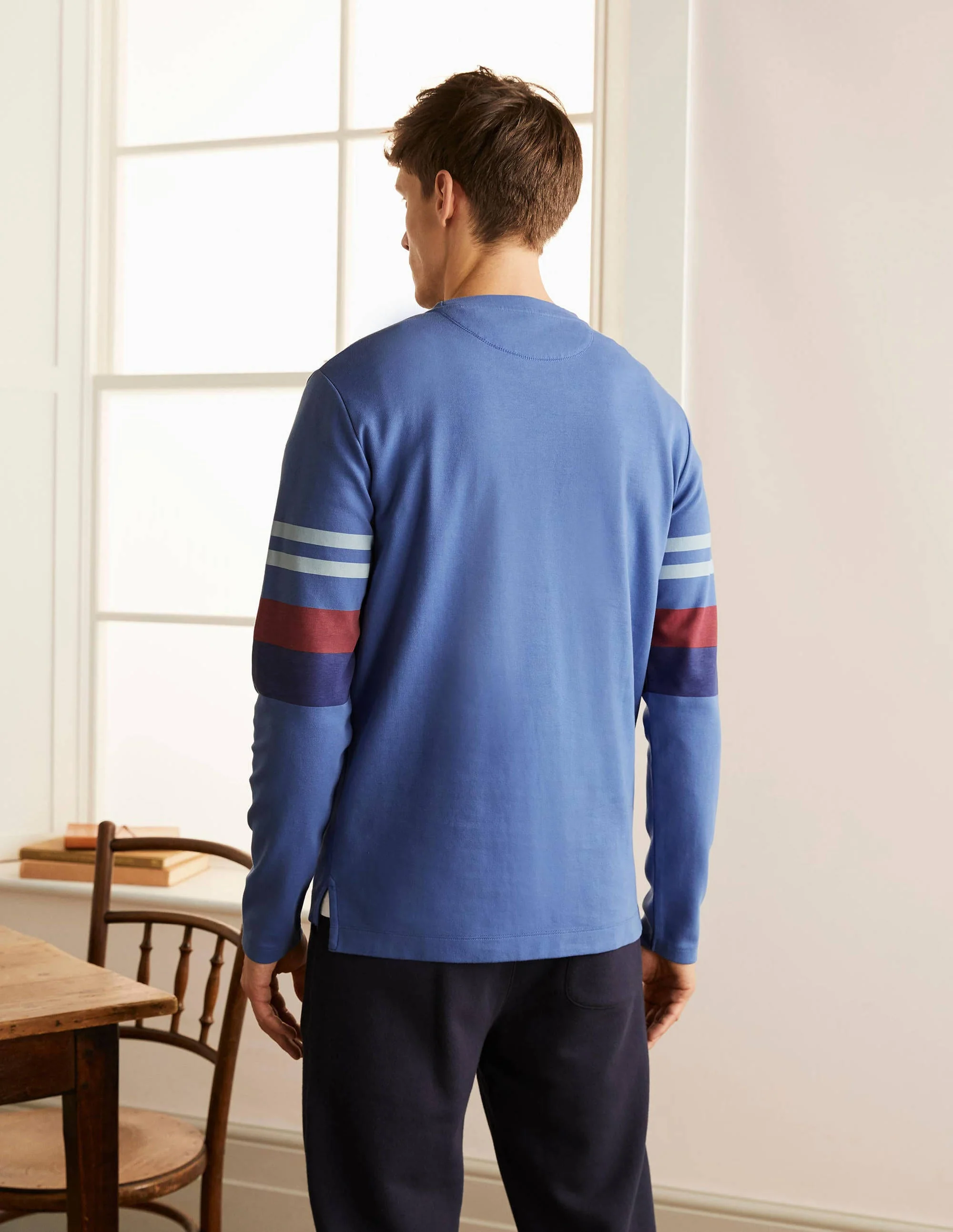 Rye Pocket Crew-Inky Blue Sleeve Stripe - Image 3
