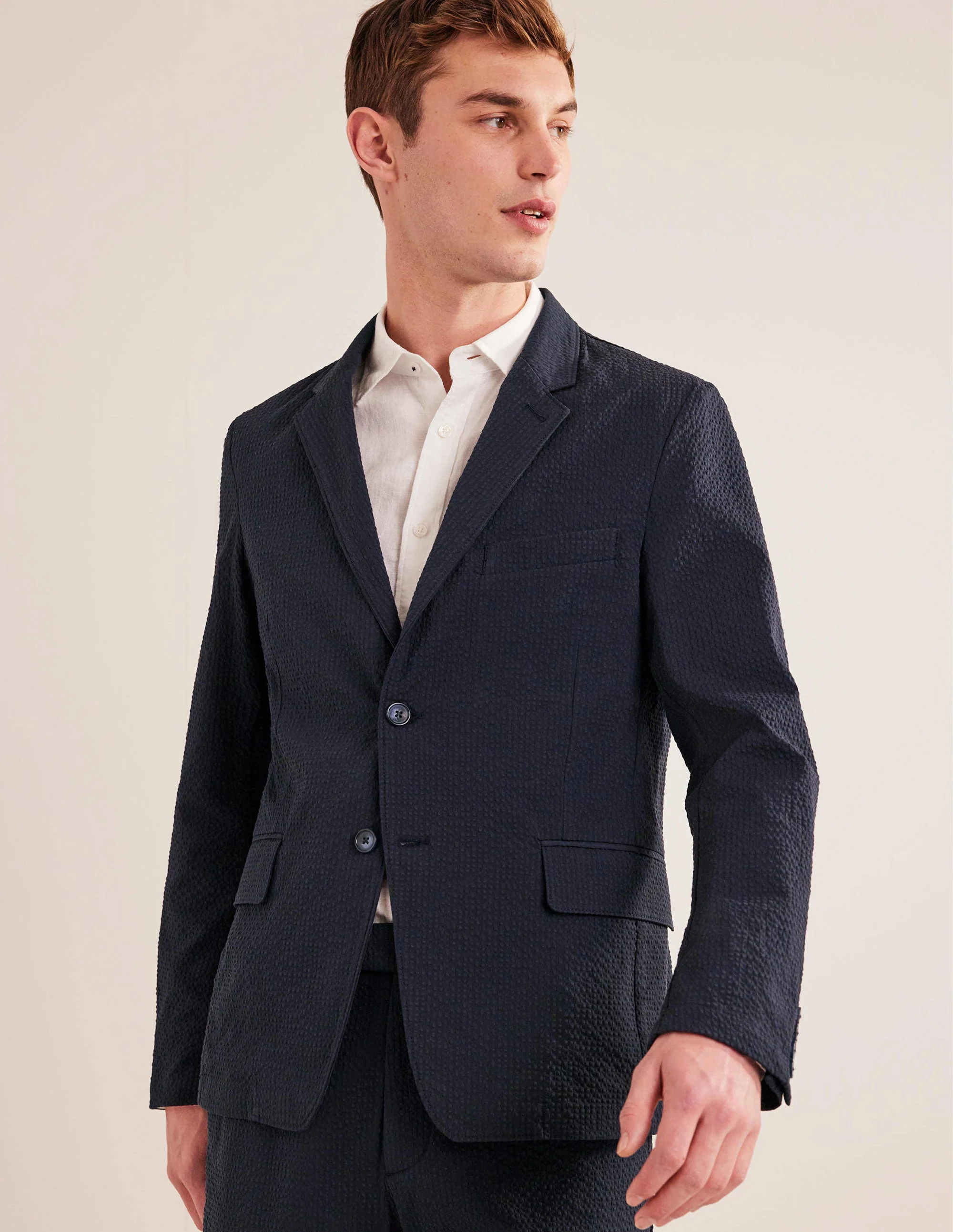 Seersucker Blazer-Navy