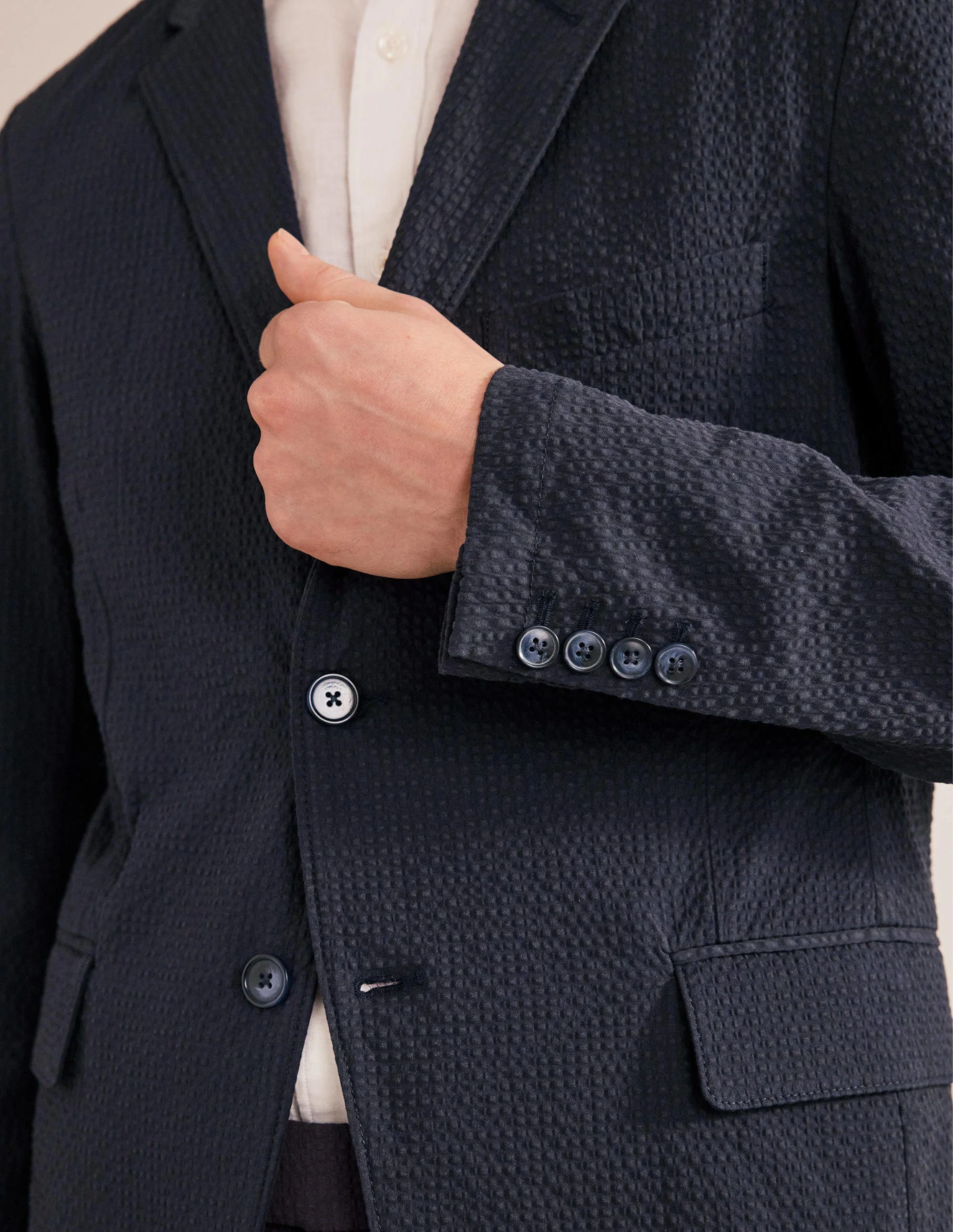 Seersucker Blazer-Navy - Image 2