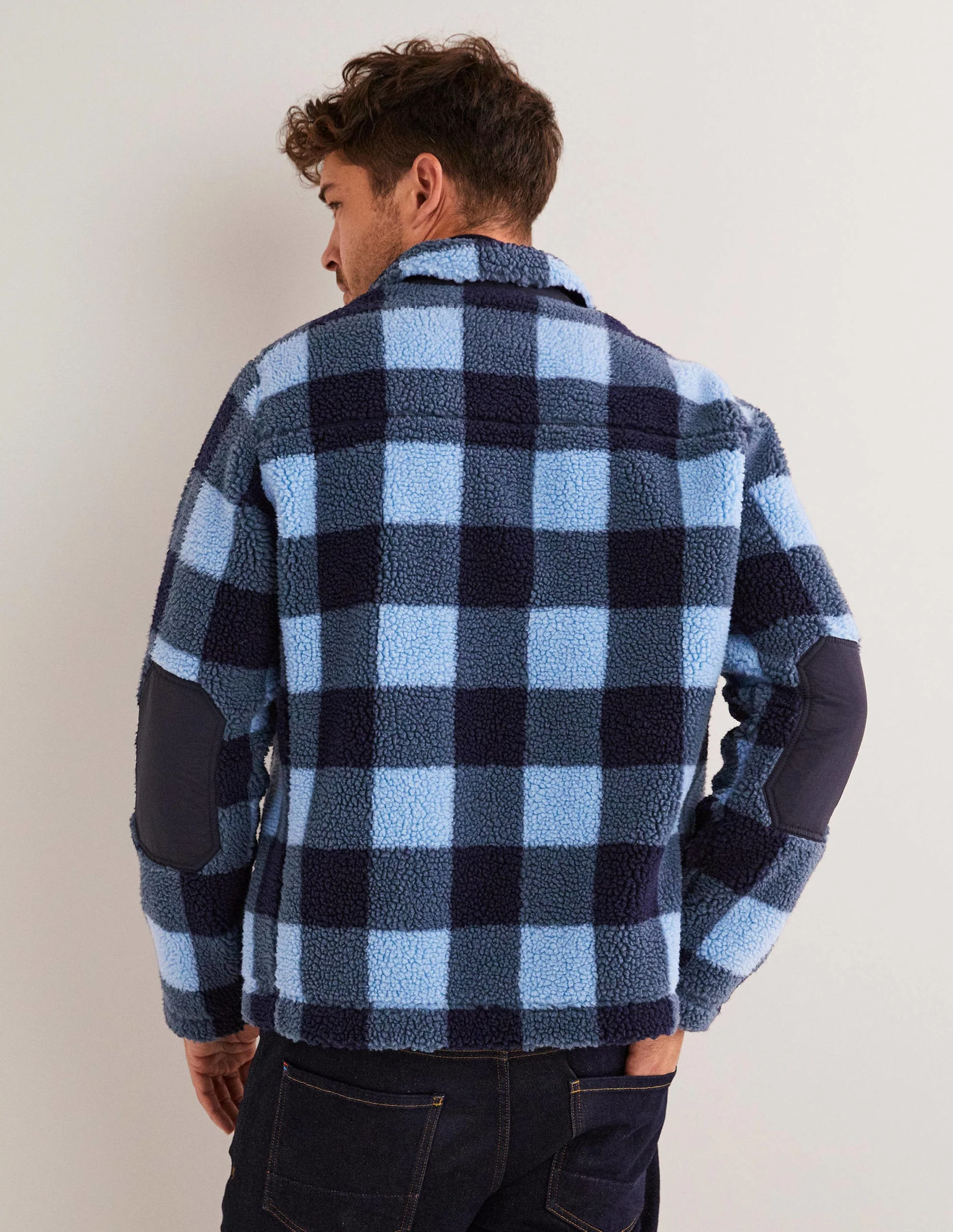 Sherpa Button up Shacket-Blue Check - Image 3