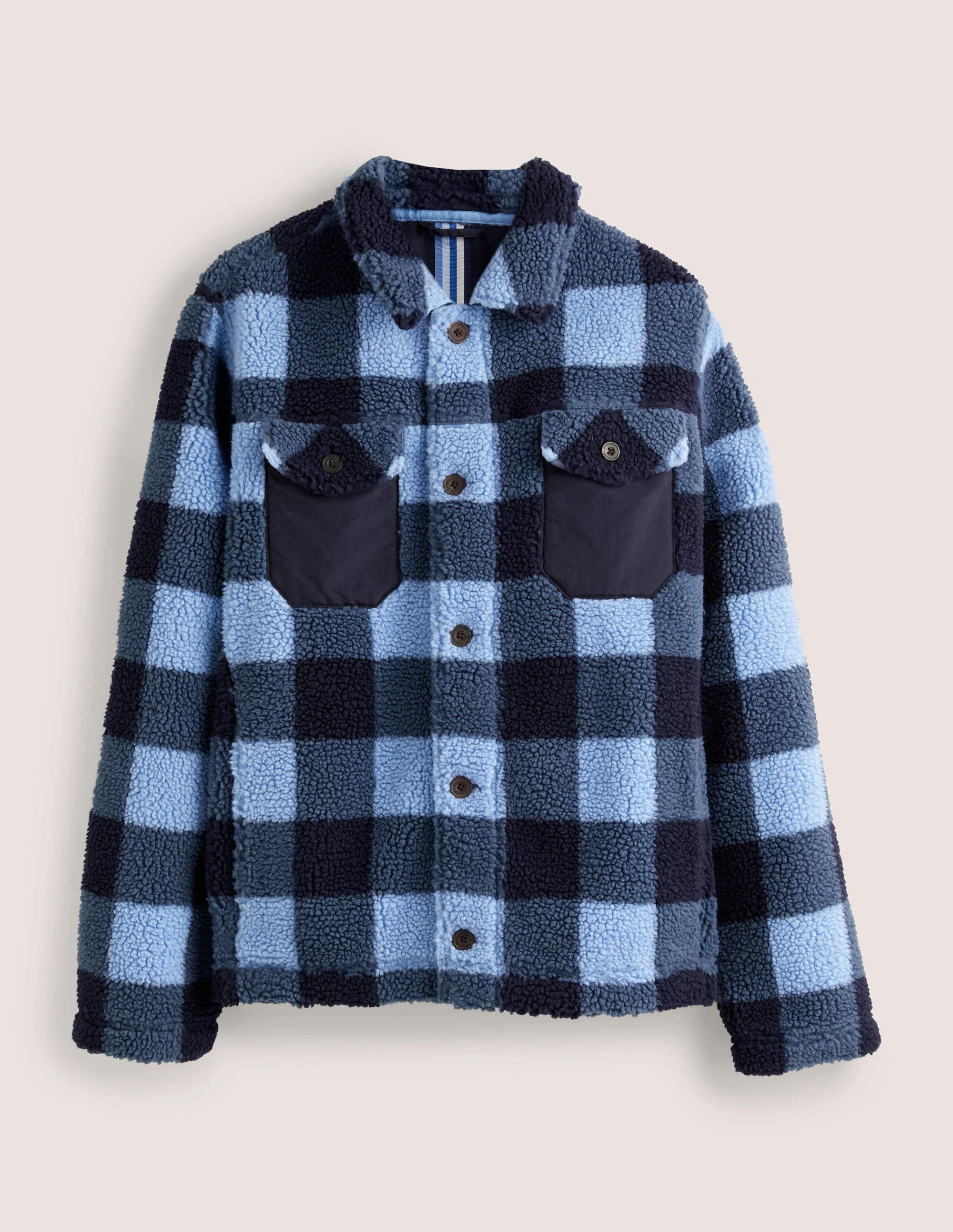 Sherpa Button up Shacket-Blue Check - Image 6