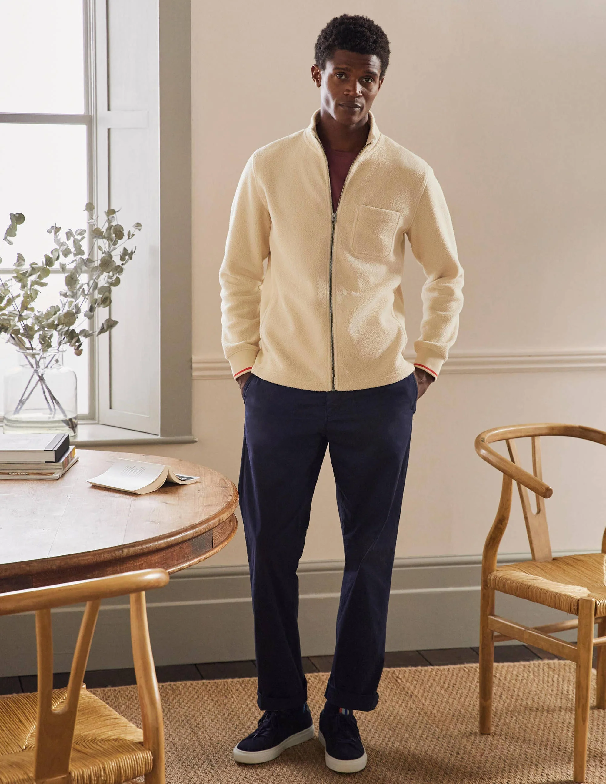 Sherpa Zip-through Jacket-Ecru - Image 4