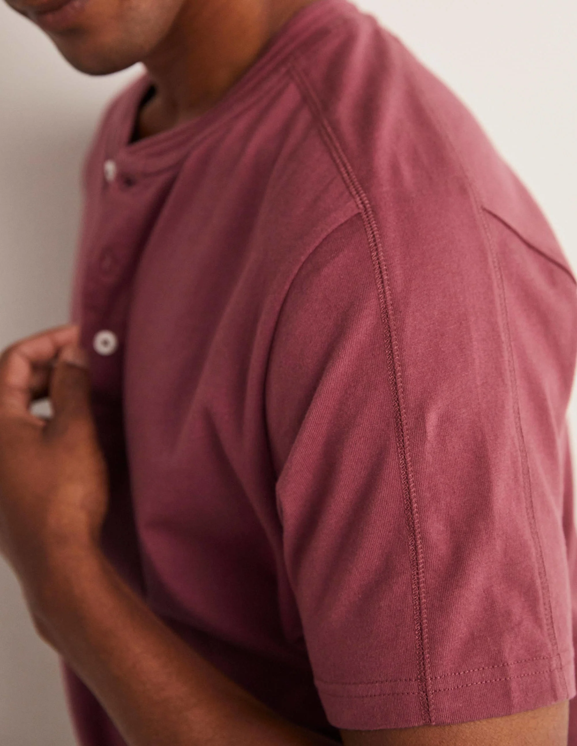 Short Sleeve Henley-Berry Smoothie - Image 2