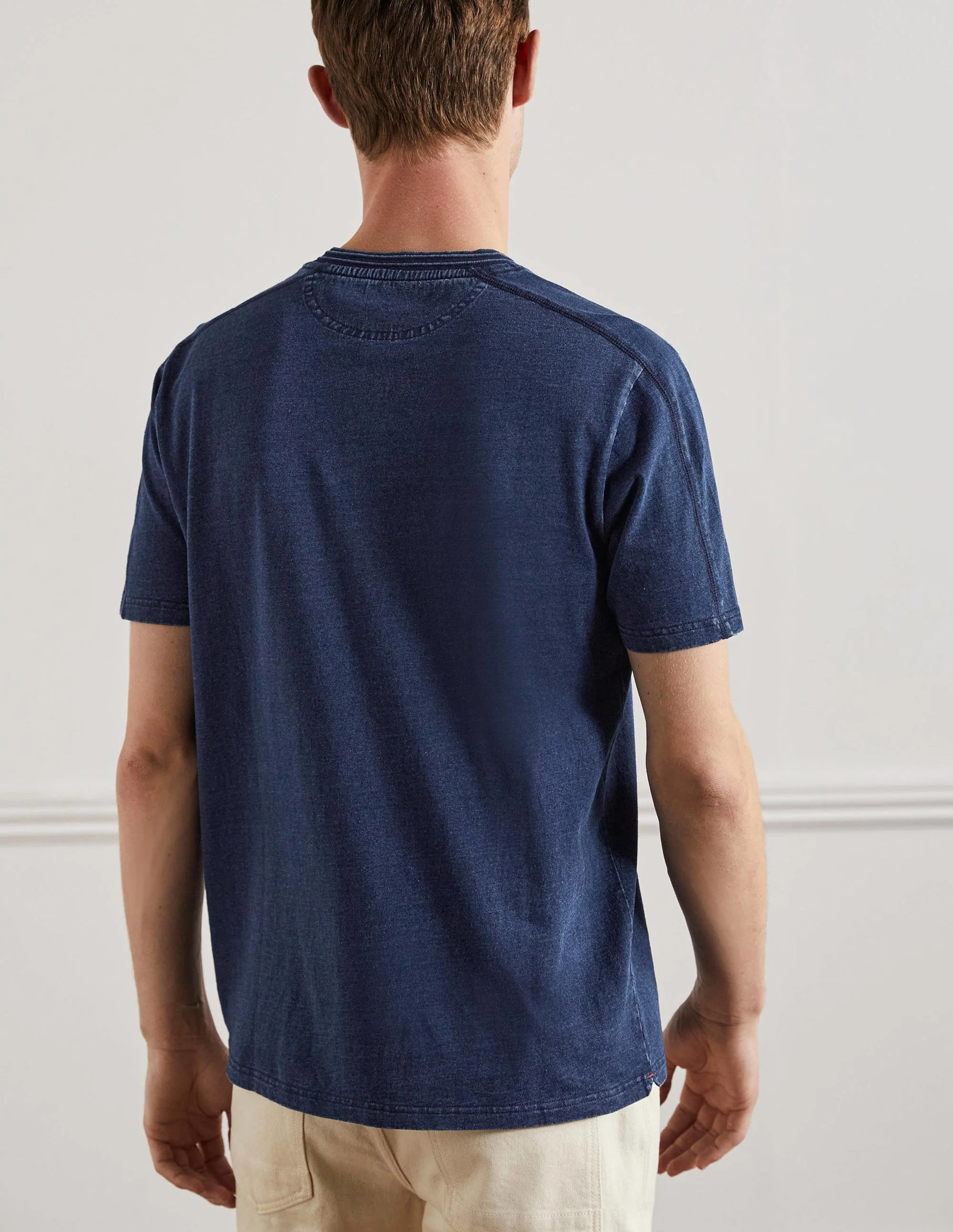 Short Sleeve Henley-Indigo - Image 3