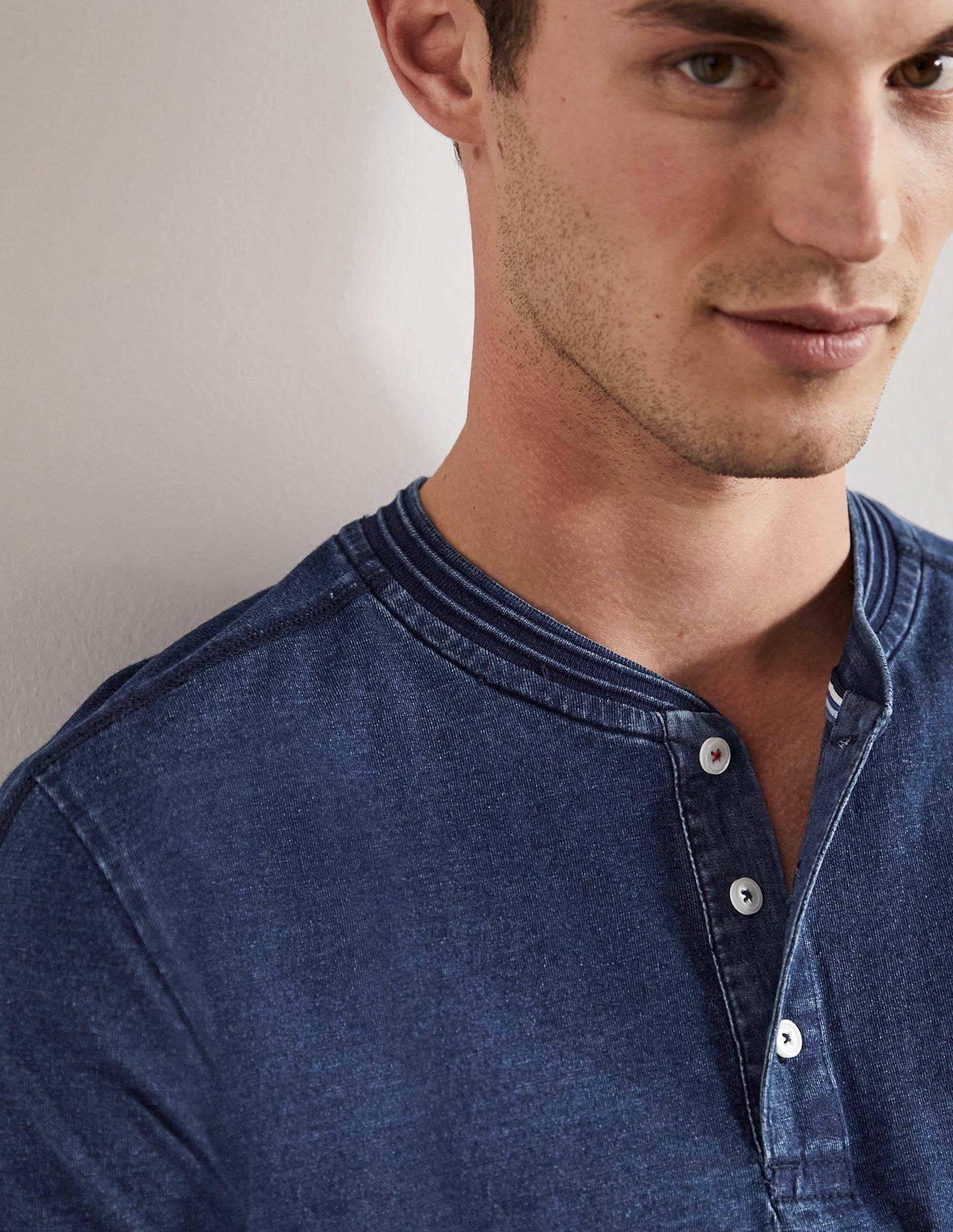 Short Sleeve Henley-Indigo - Image 6