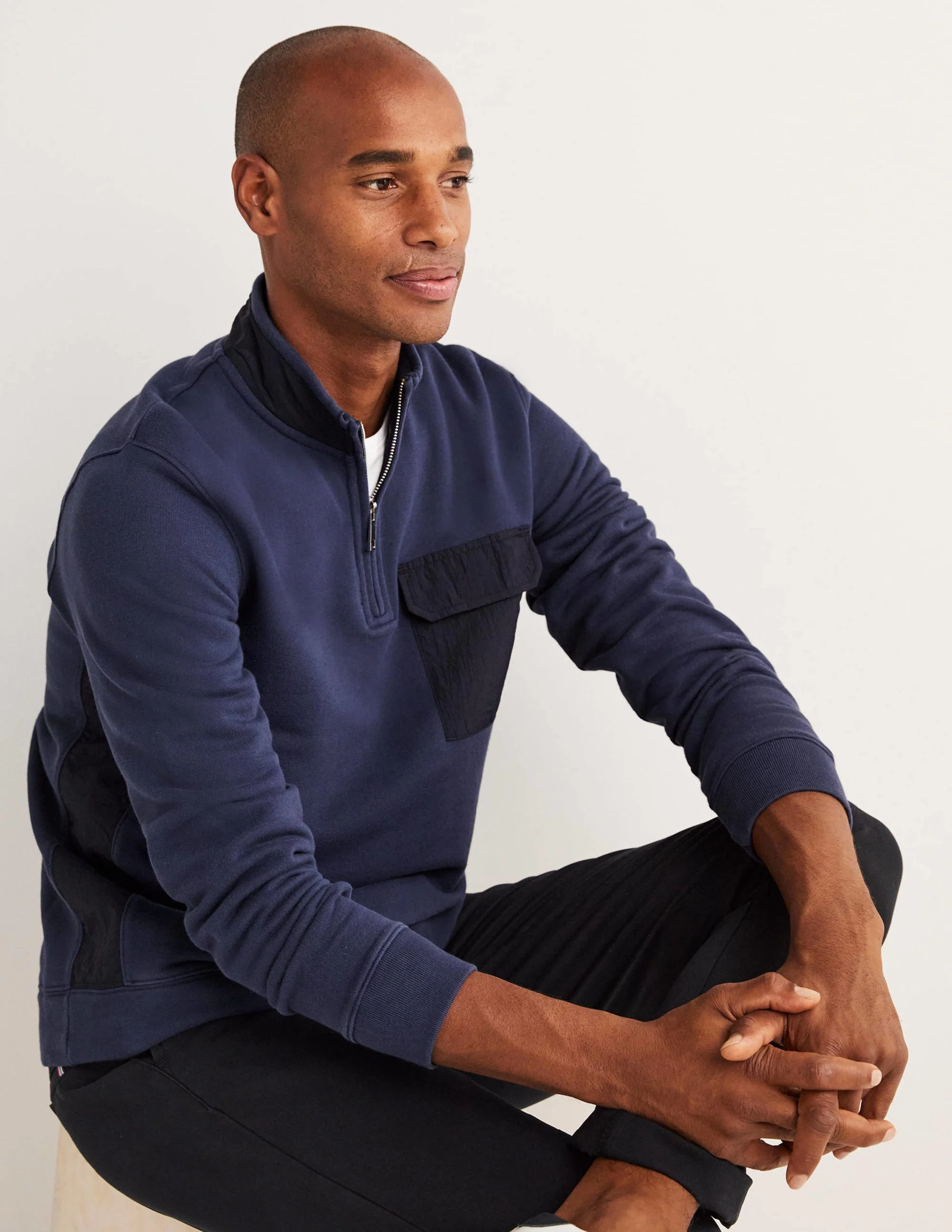 Side Panel Half Zip-Navy - Image 4
