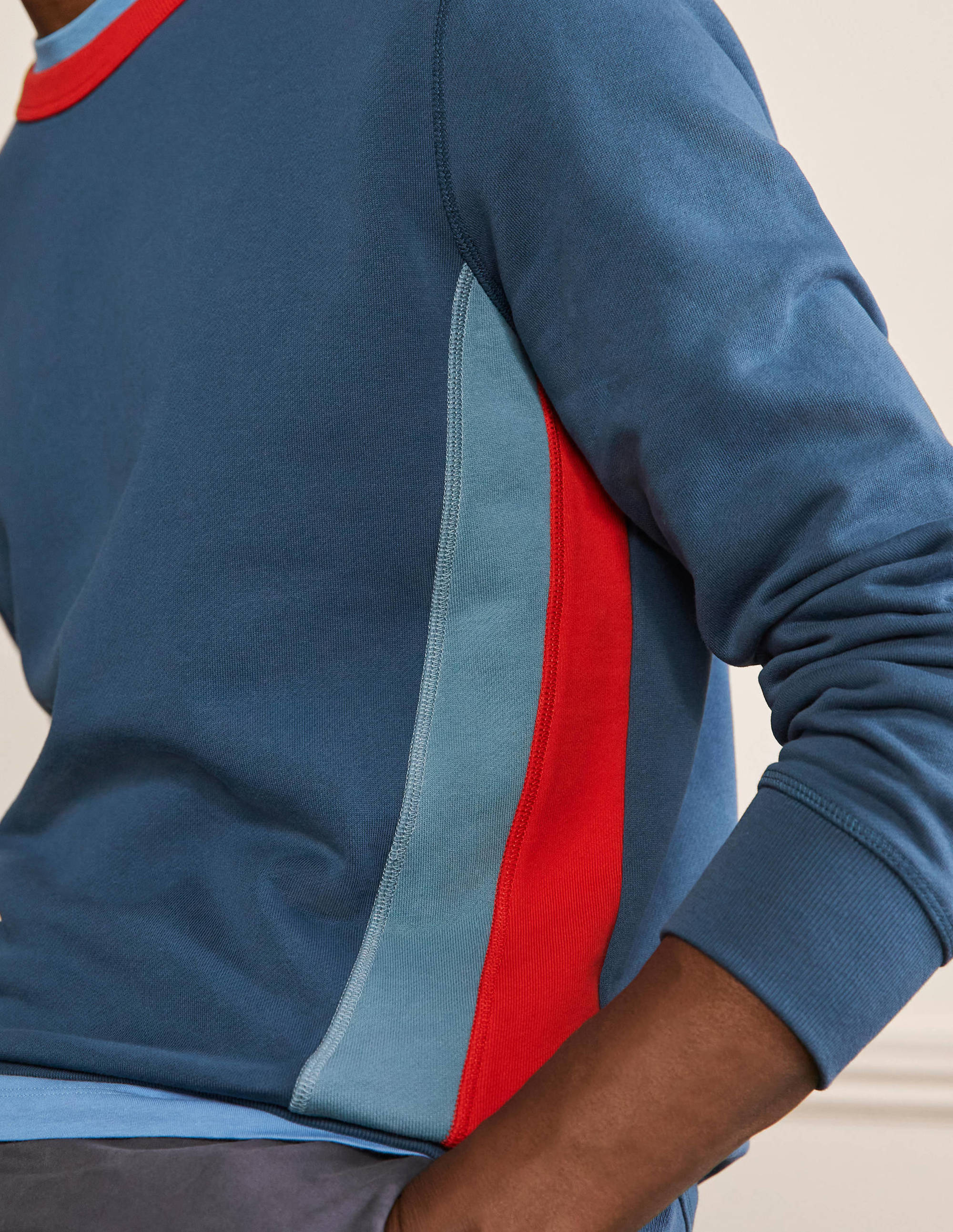 Side Stripe Sweatshirt-Ensign Blue/ Red Side Stripe - Image 2