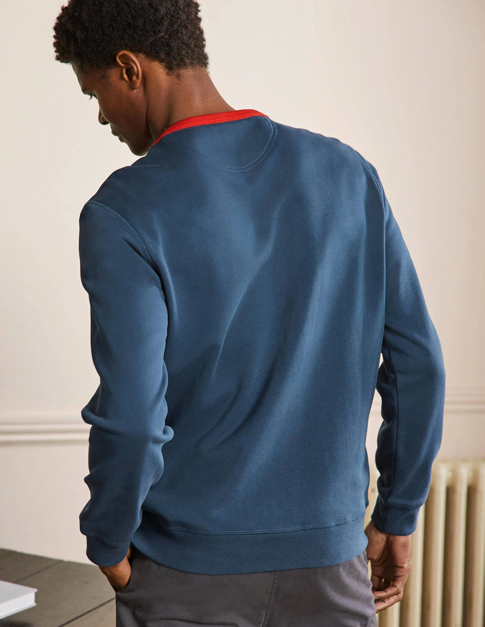 Side Stripe Sweatshirt-Ensign Blue/ Red Side Stripe - Image 3