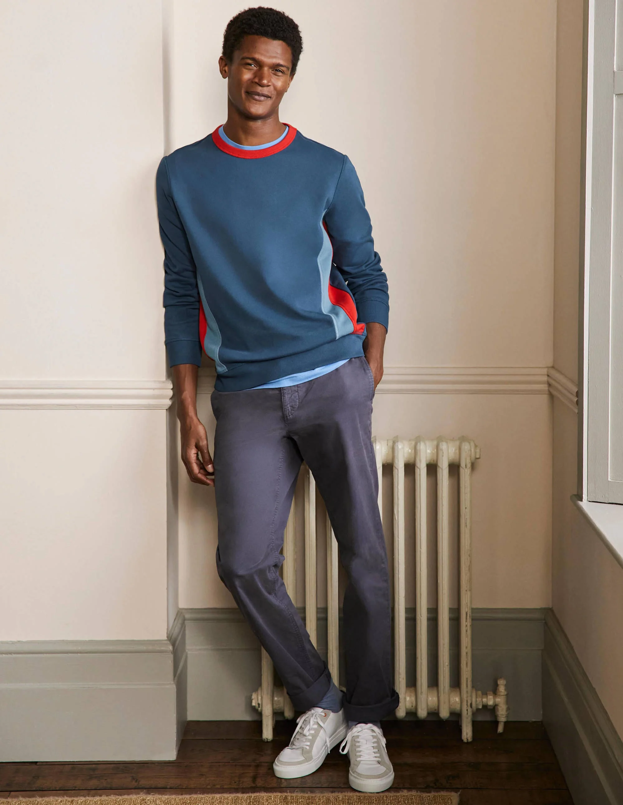 Side Stripe Sweatshirt-Ensign Blue/ Red Side Stripe - Image 4