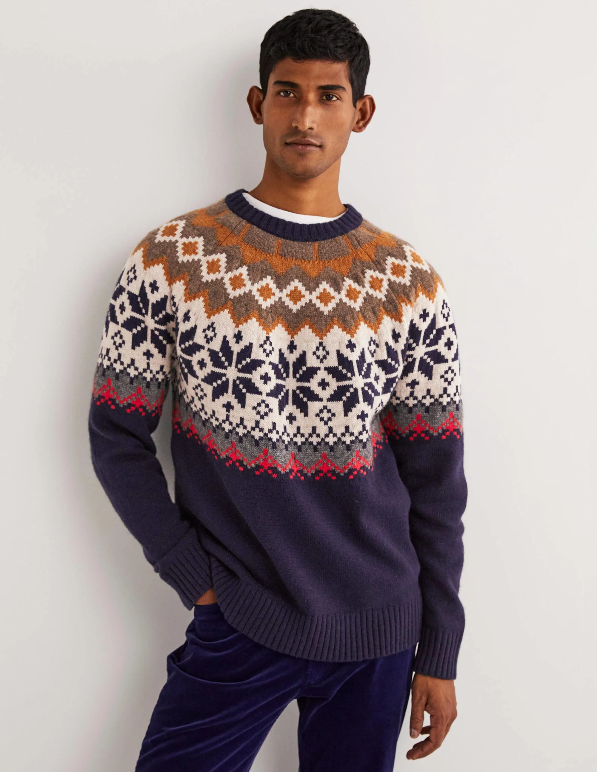 Ski Fair Isle Jumper-School Navy