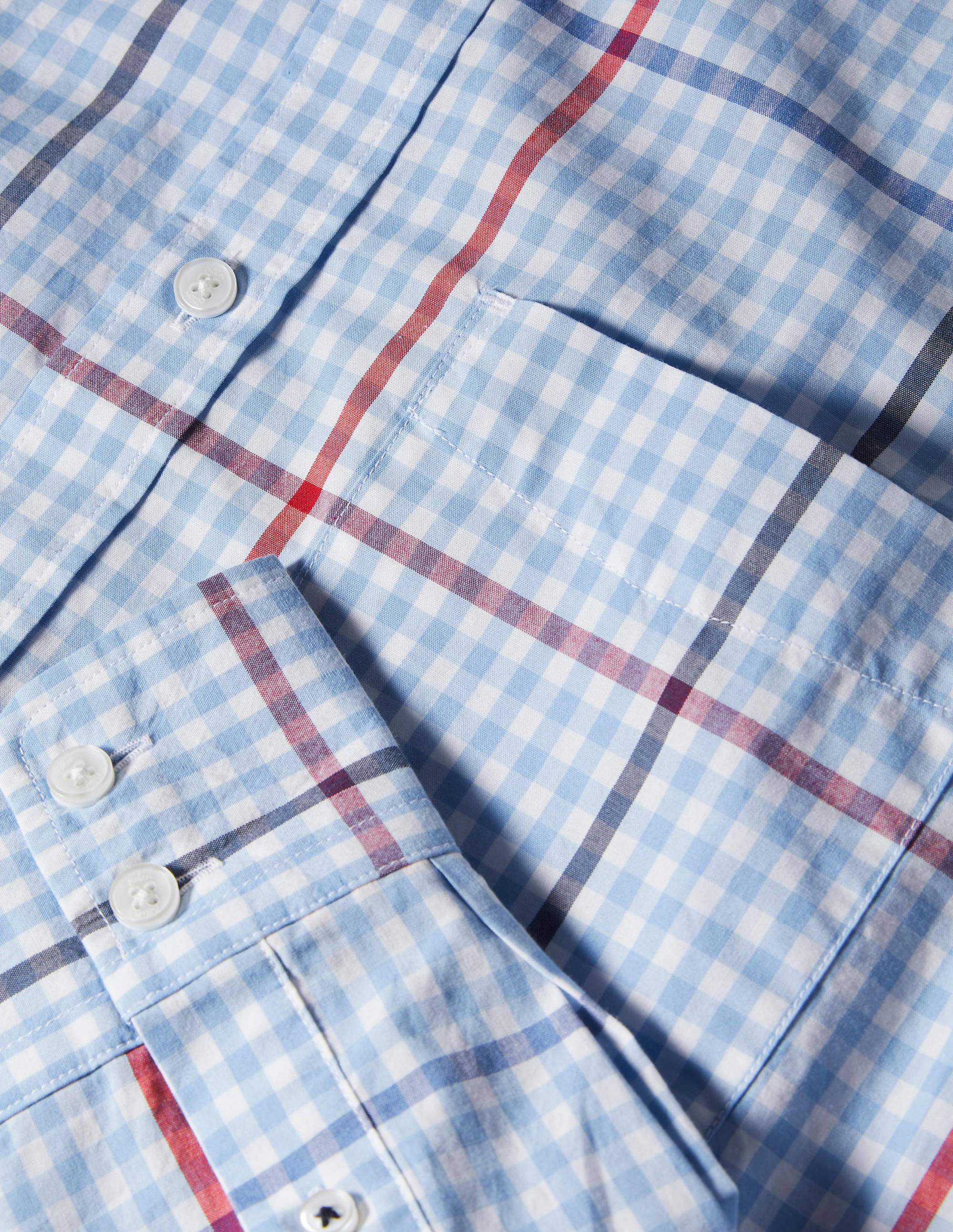Slim Fit Classic Poplin Shirt-Heavenly Blue Check - Image 5