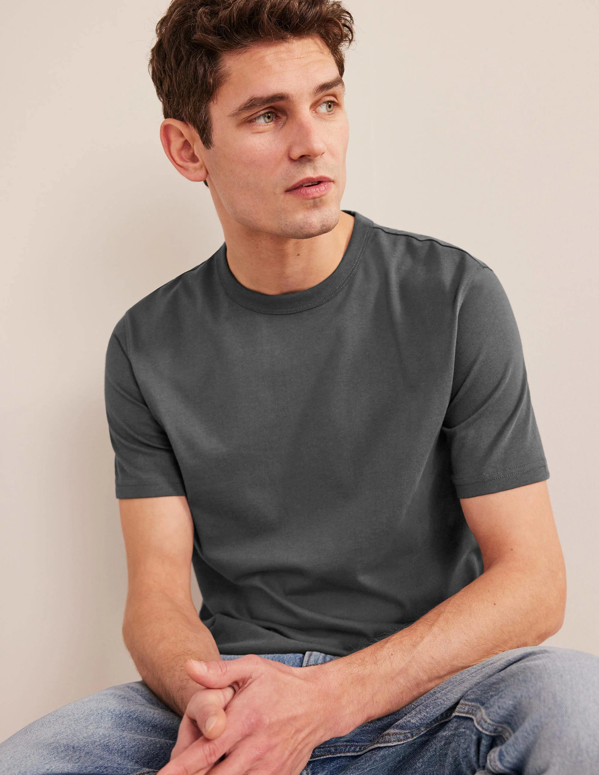 Slim Fit Classic T-Shirt-Grey Pinstripe - Image 4