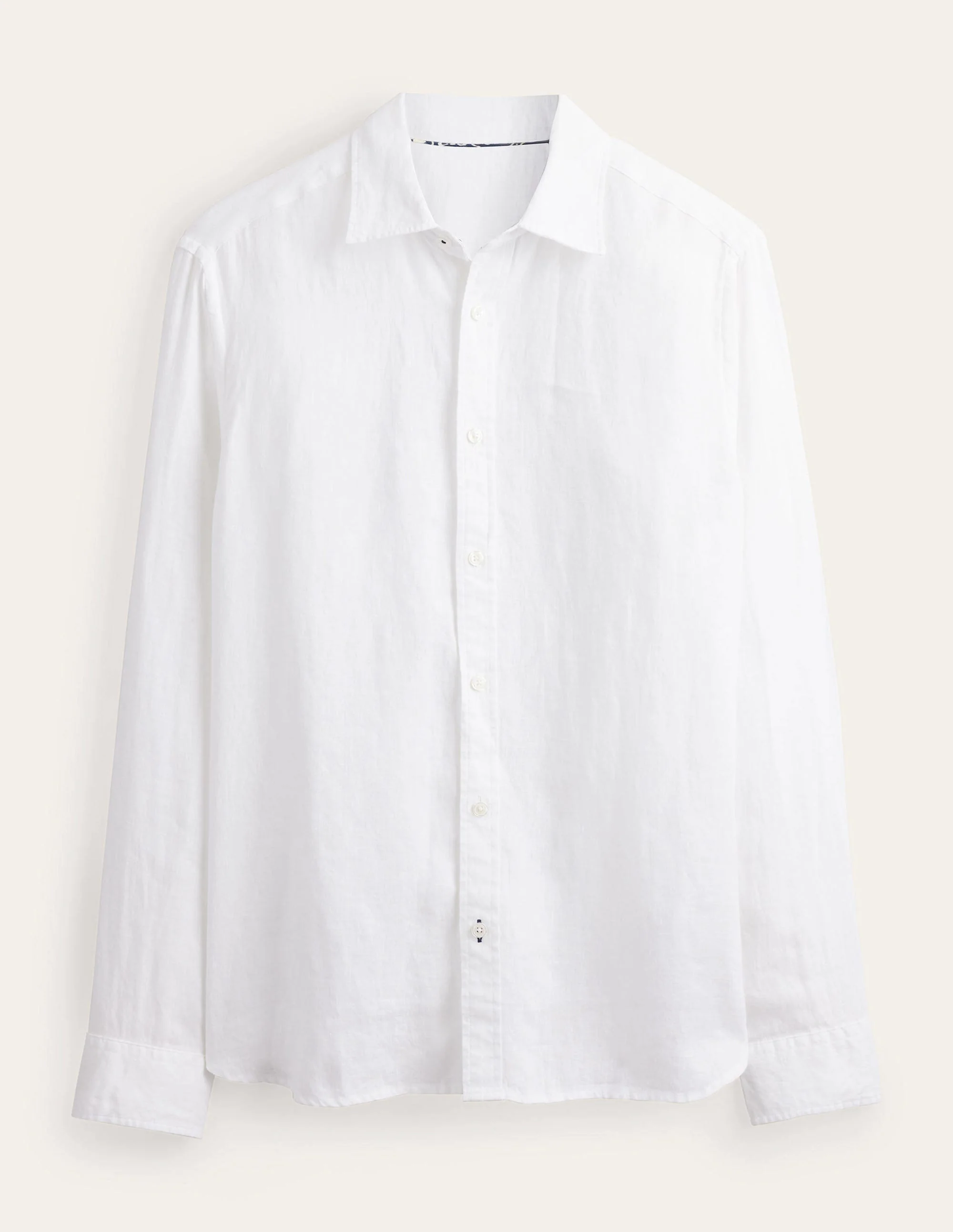 Slim Fit Linen Shirt-White - Image 4