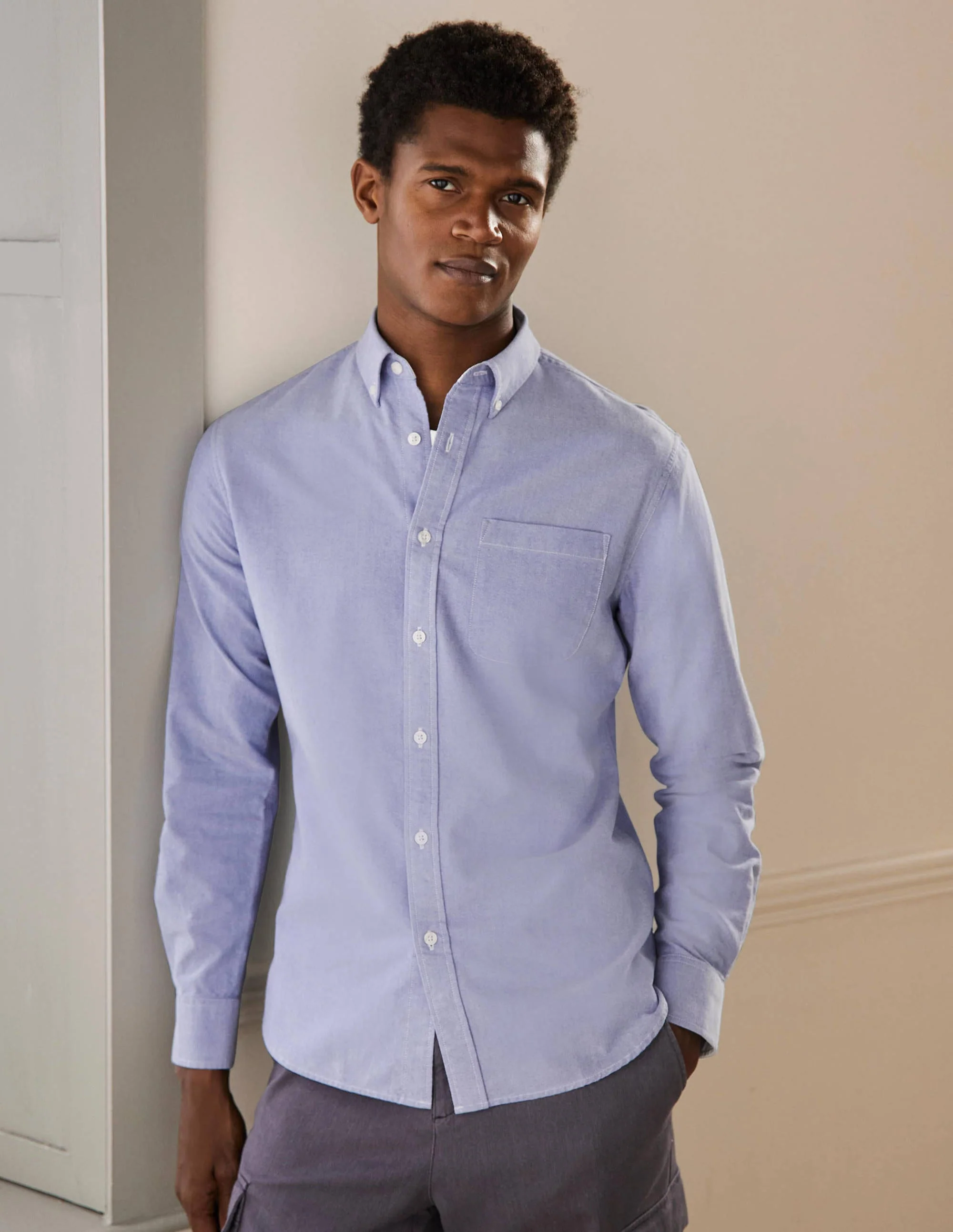 Slim Fit Oxford Shirt-Blue - Image 4
