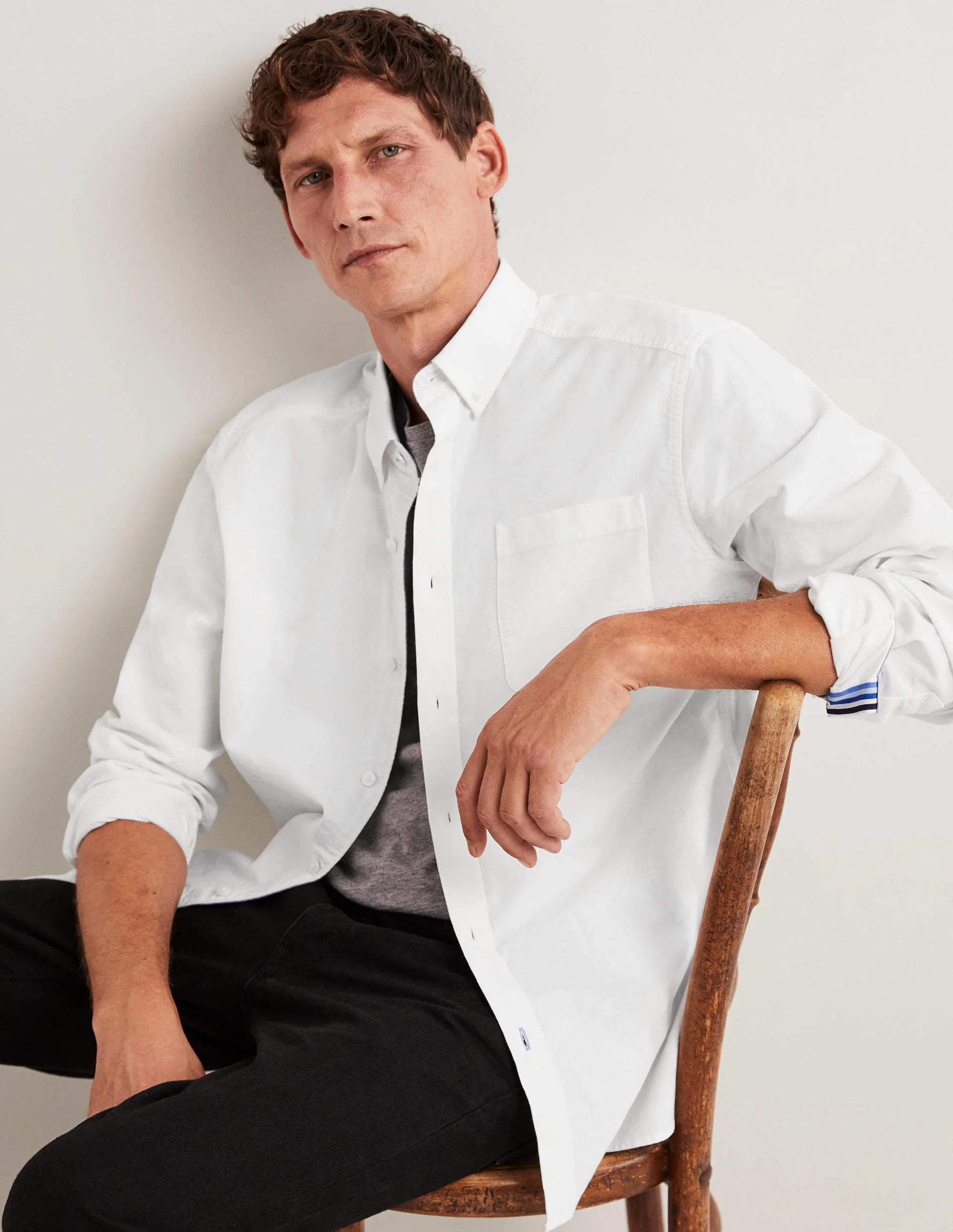 Slim Fit Oxford Shirt-White - Image 4