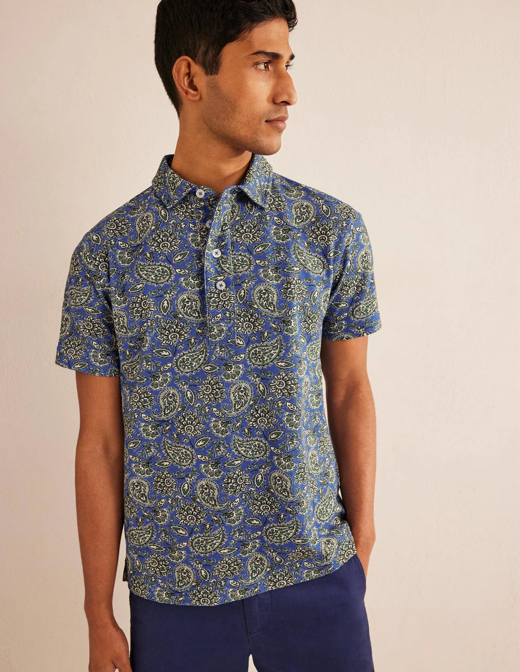 Slim Fit Piqué Polo-Cabana Blue Paisley
