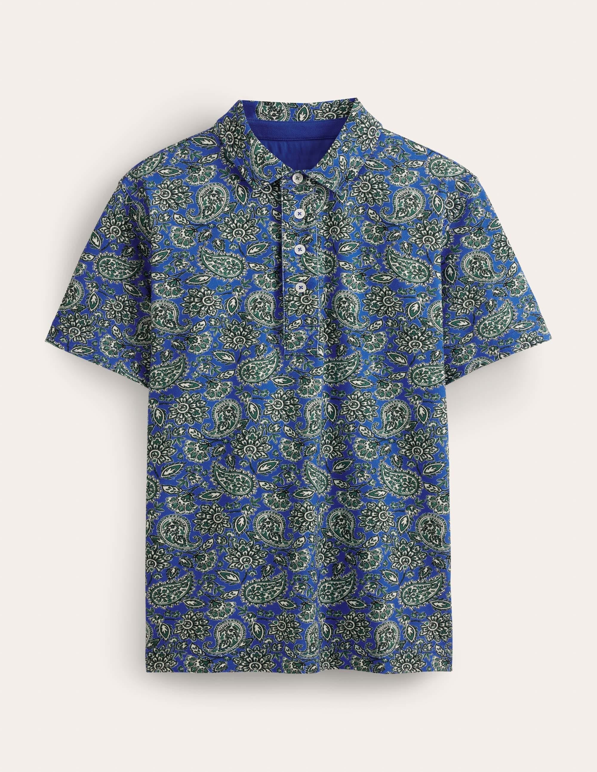 Slim Fit Piqué Polo-Cabana Blue Paisley - Image 5