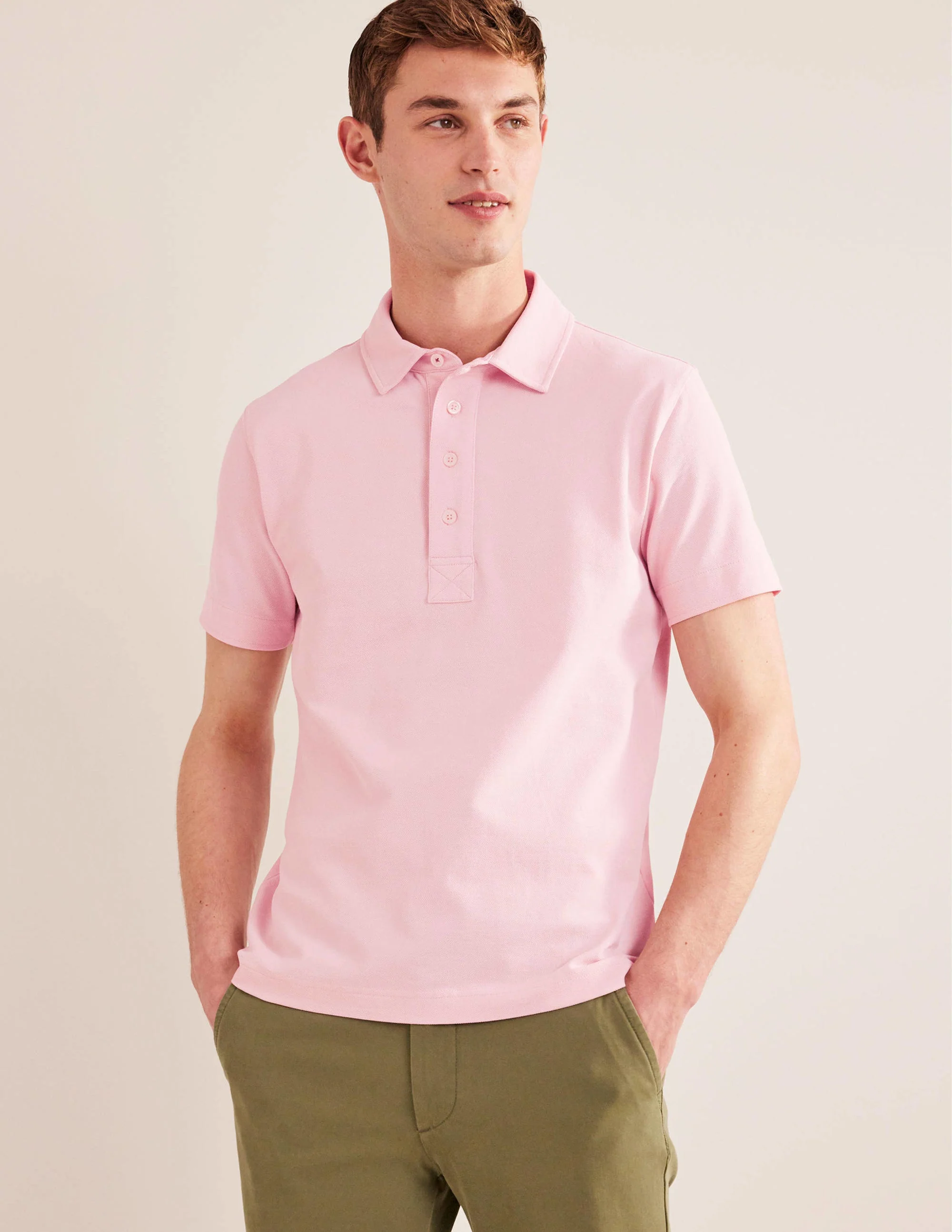 Slim Fit Piqué Polo-Marshmallow Pink - Image 4