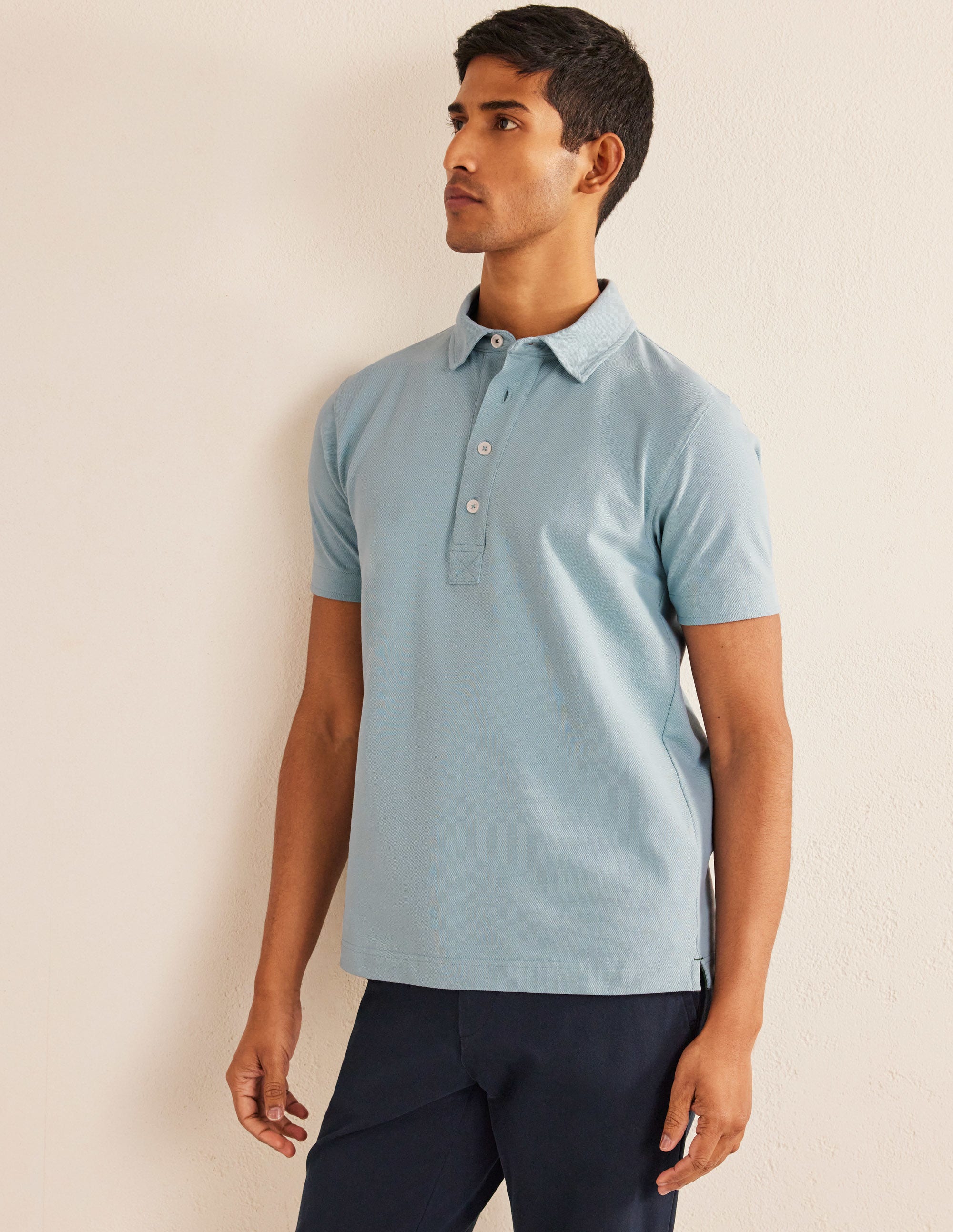 Slim Fit Piqué Polo-Washed Blue - Image 4