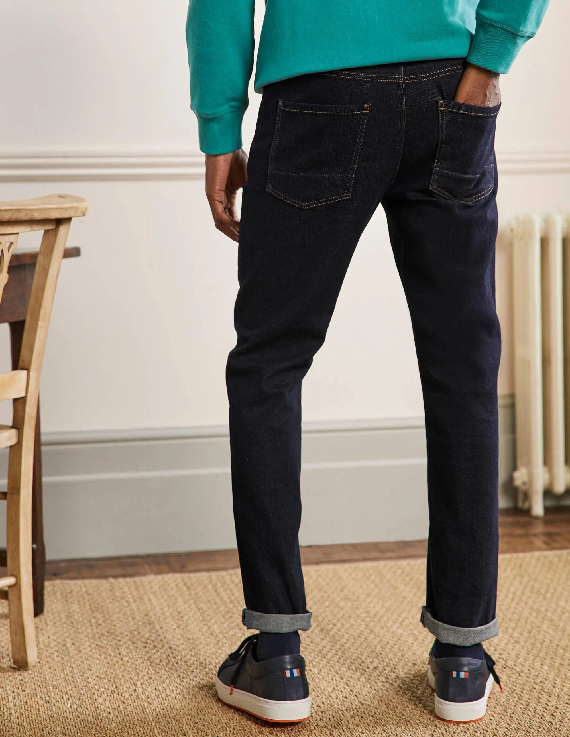 Slim Leg Jeans-Dark Rinse Denim - Image 3