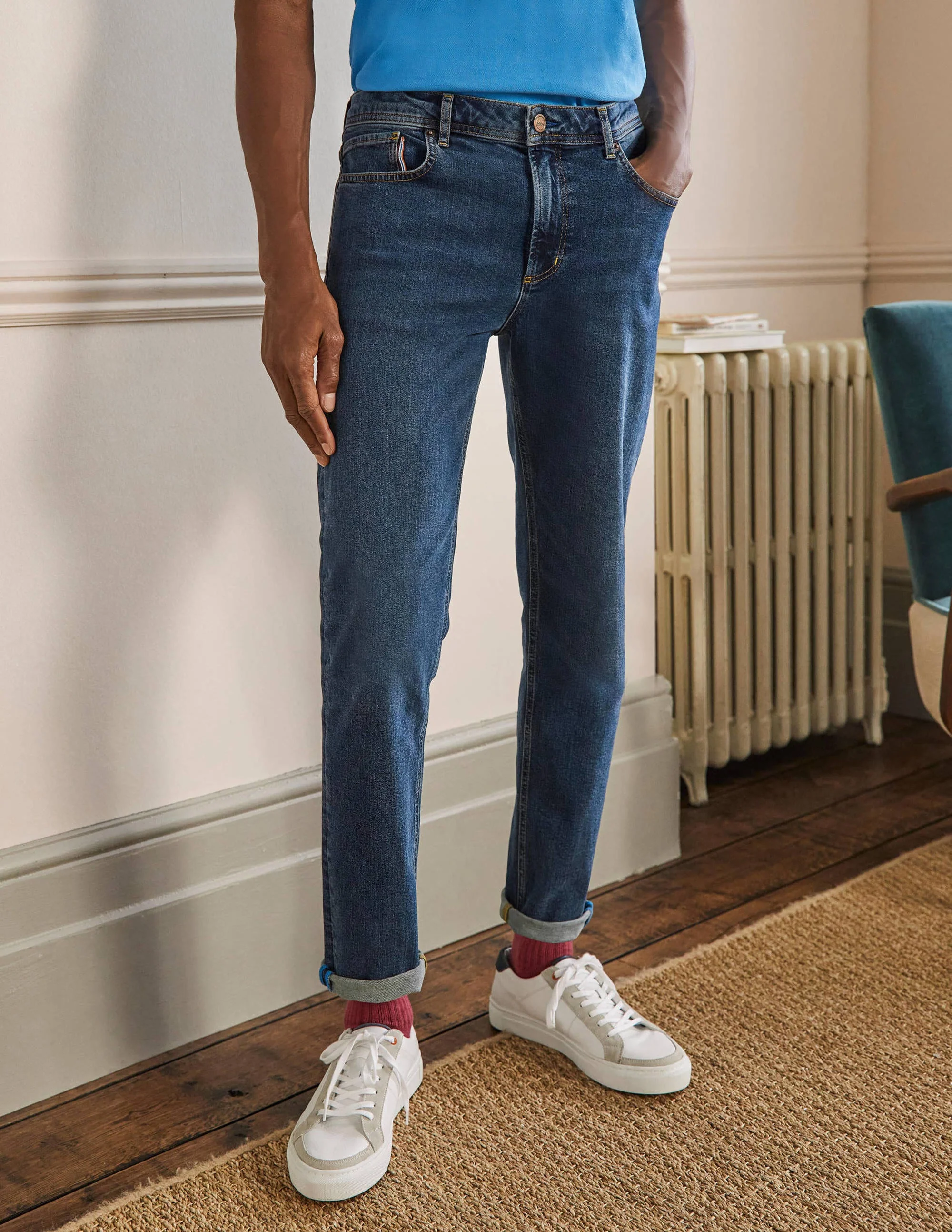 Slim Leg Jeans-Mid Rinse Denim - Image 4