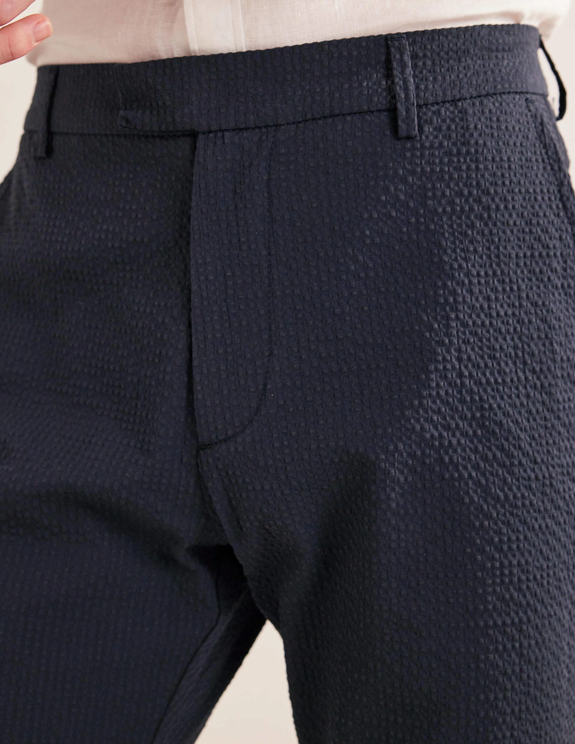 Smart Seersucker Trouser-Navy Seersucker - Image 2