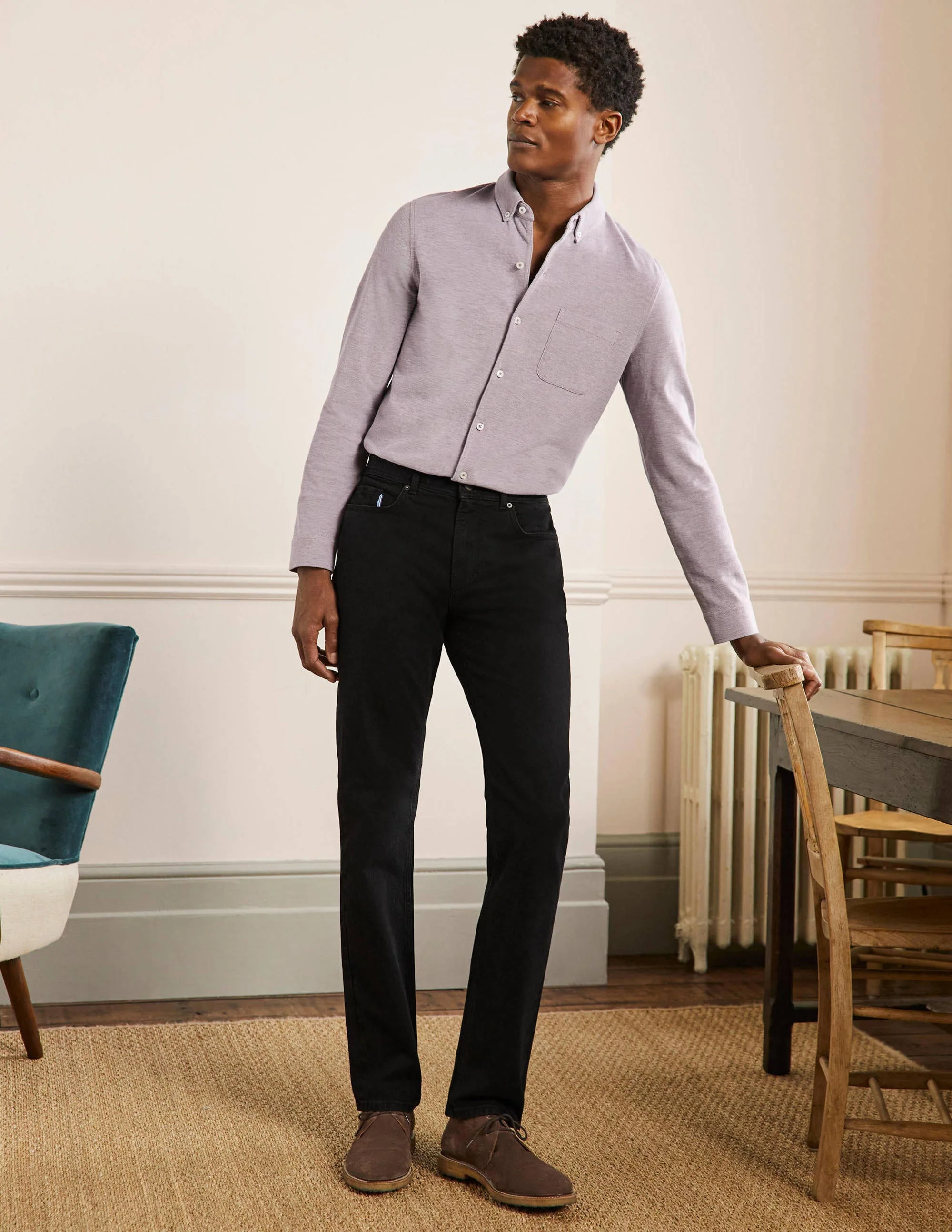 Straight Leg Jeans-Black Denim