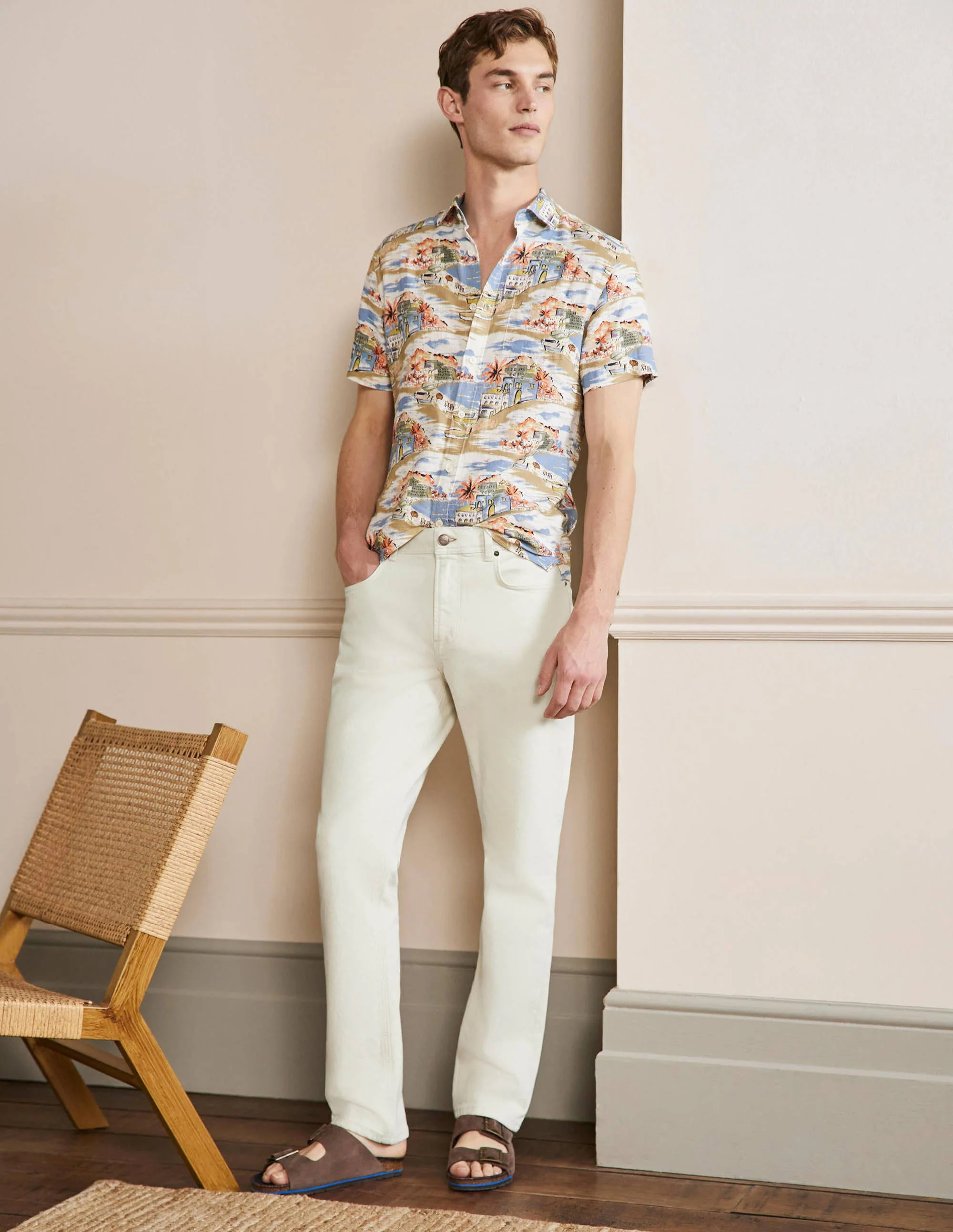 Straight Leg Jeans-Ecru