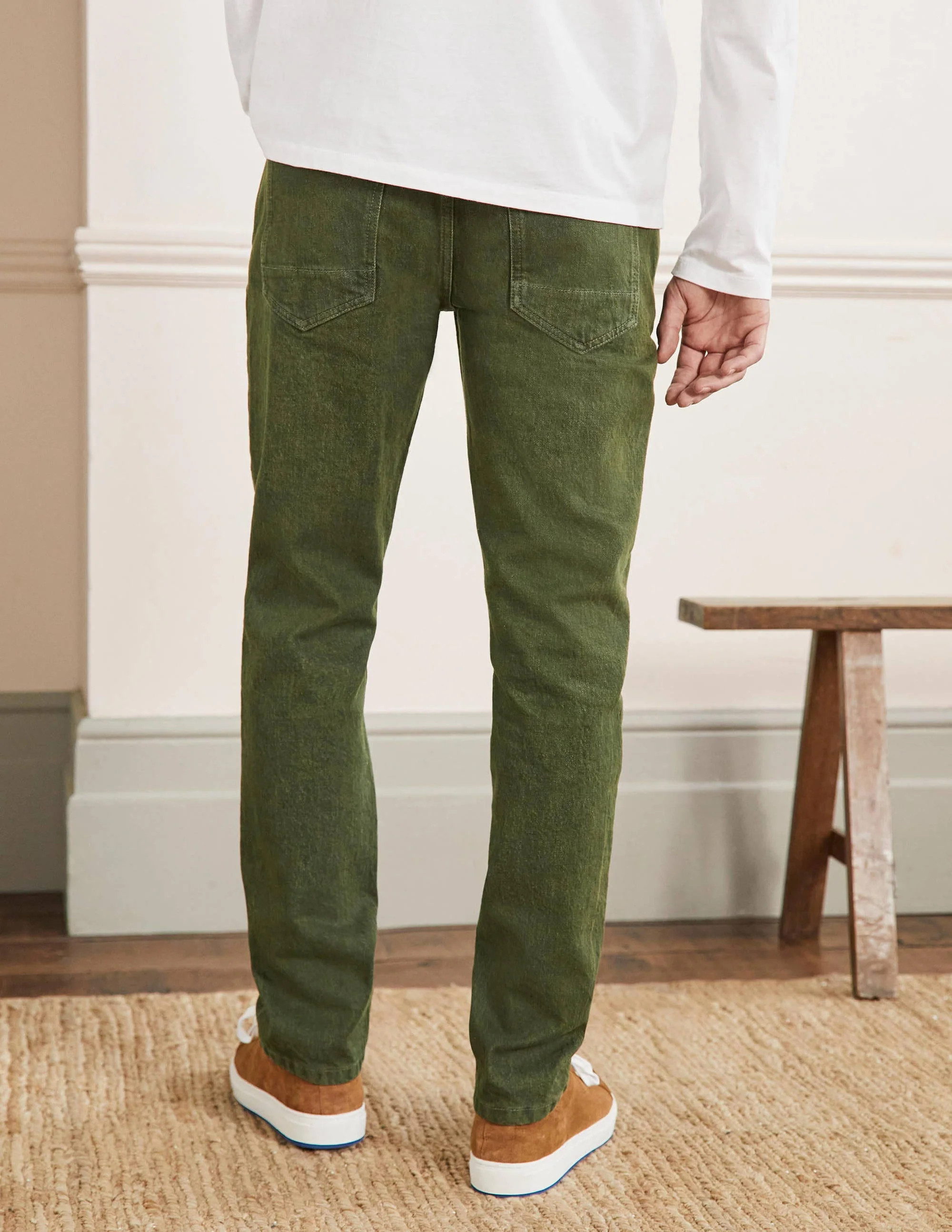 Straight Leg Jeans-Khaki Green - Image 3