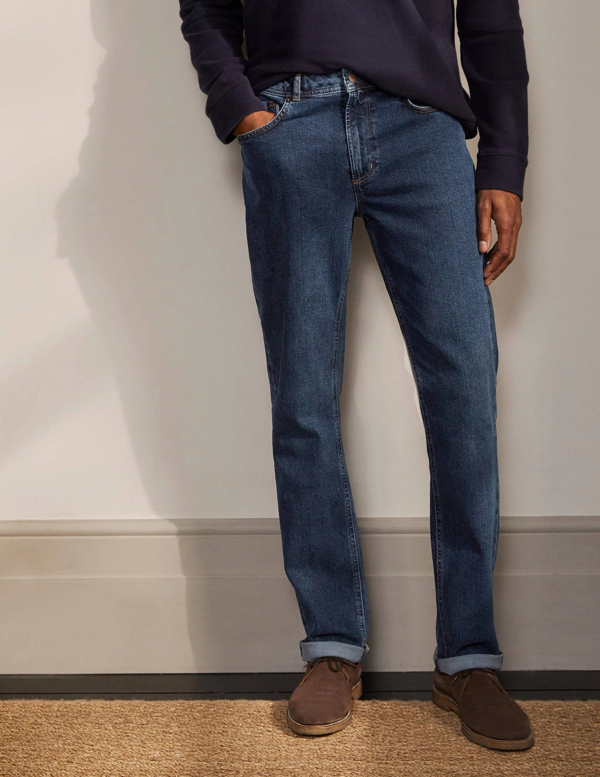 Straight Leg Jeans-Mid Rinse - Image 2