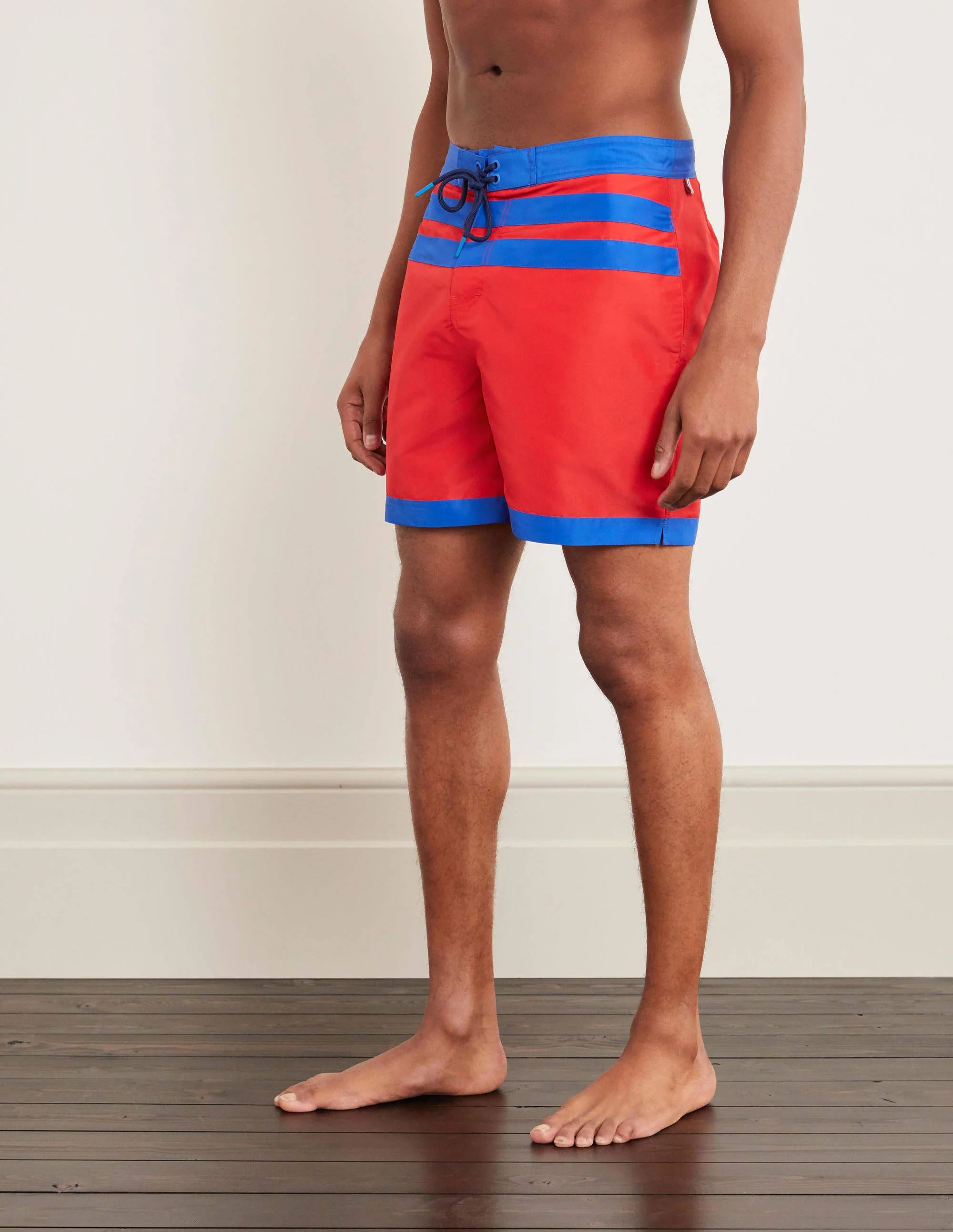 Stripe Detail Swimshorts-Red Multi - Image 2