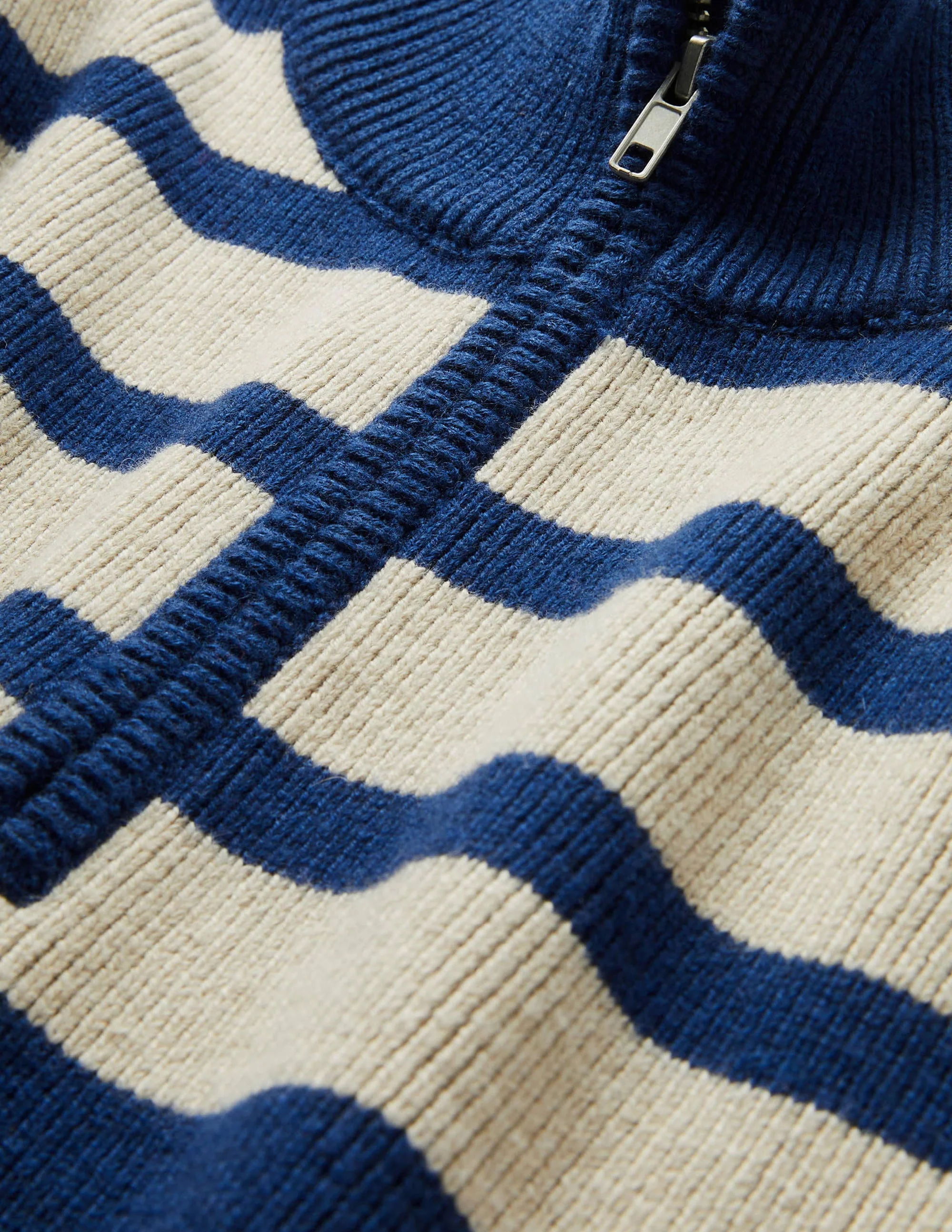 Stripy Half-Zip Sweater-Lapis / Oatmeal stripe - Image 5