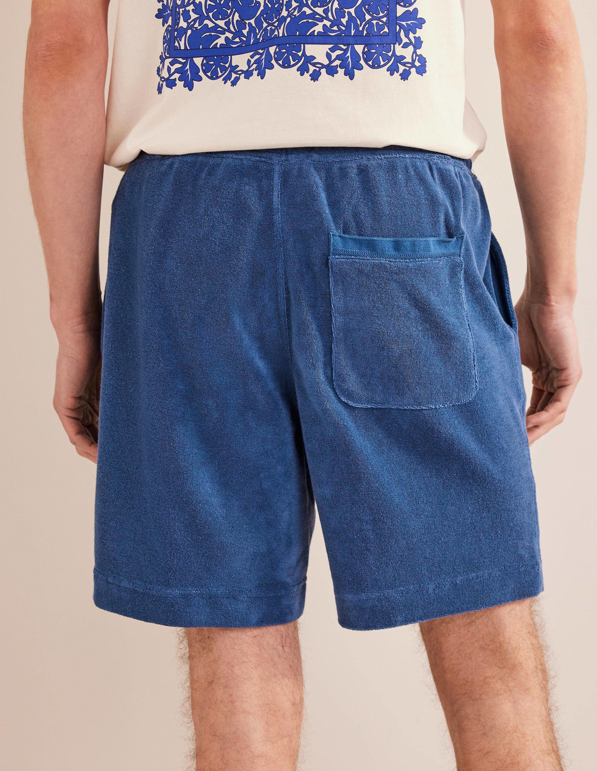 Towelling Drawstring Shorts-True Navy - Image 3