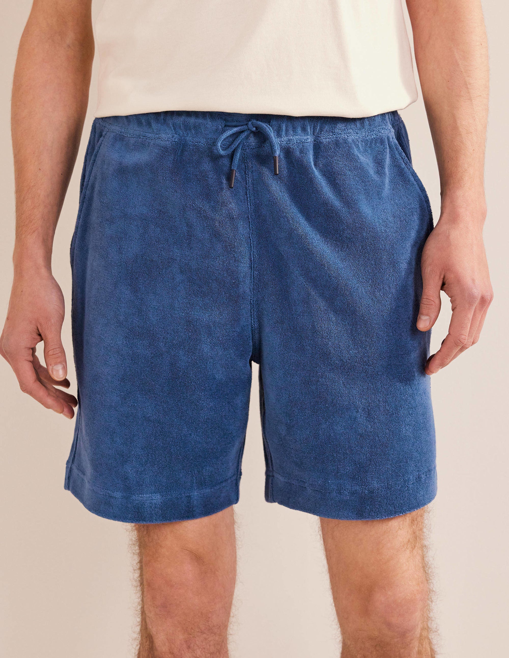 Towelling Drawstring Shorts-True Navy - Image 4