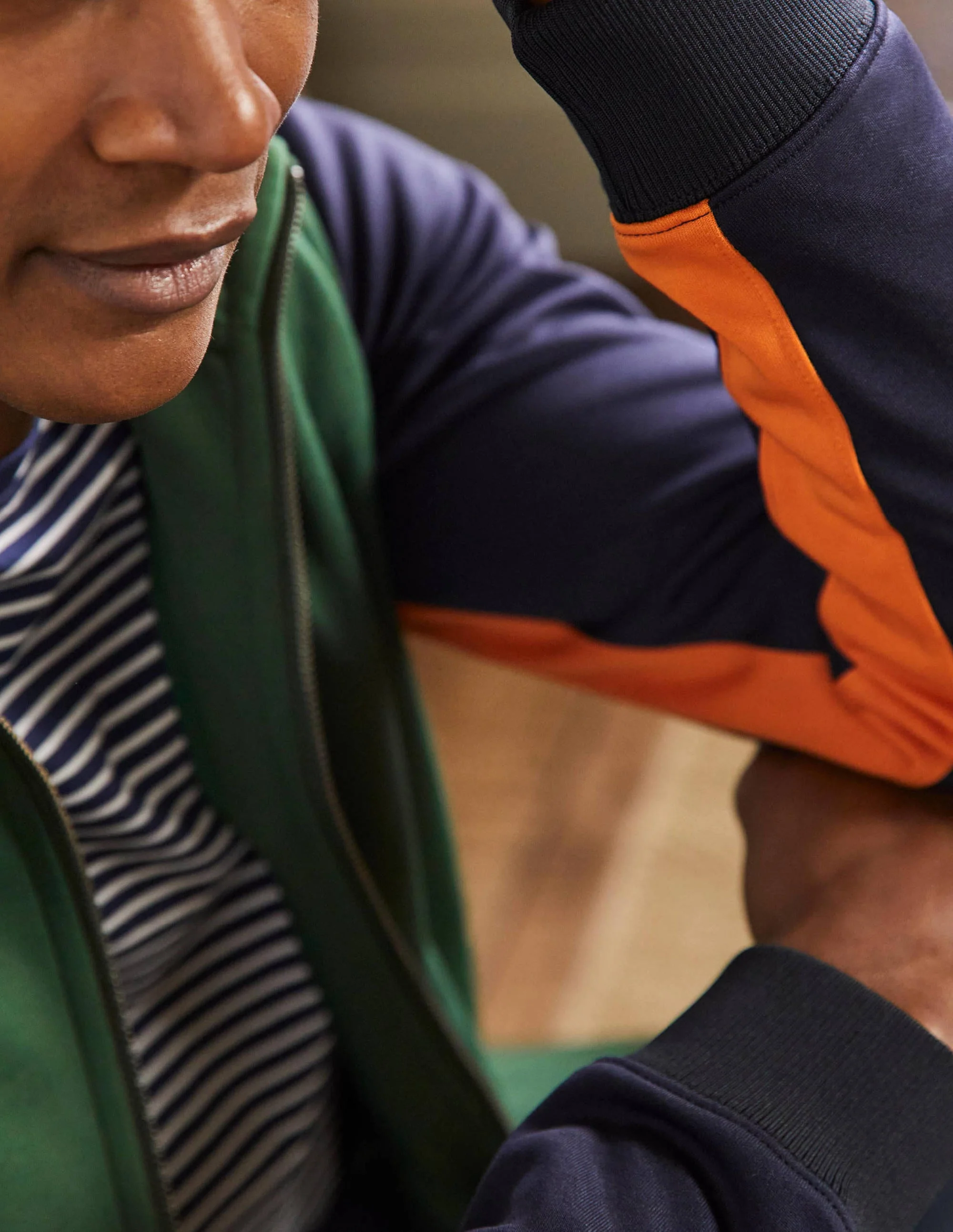 Track Jacket-Navy/ Dark Green Colour block - Image 2