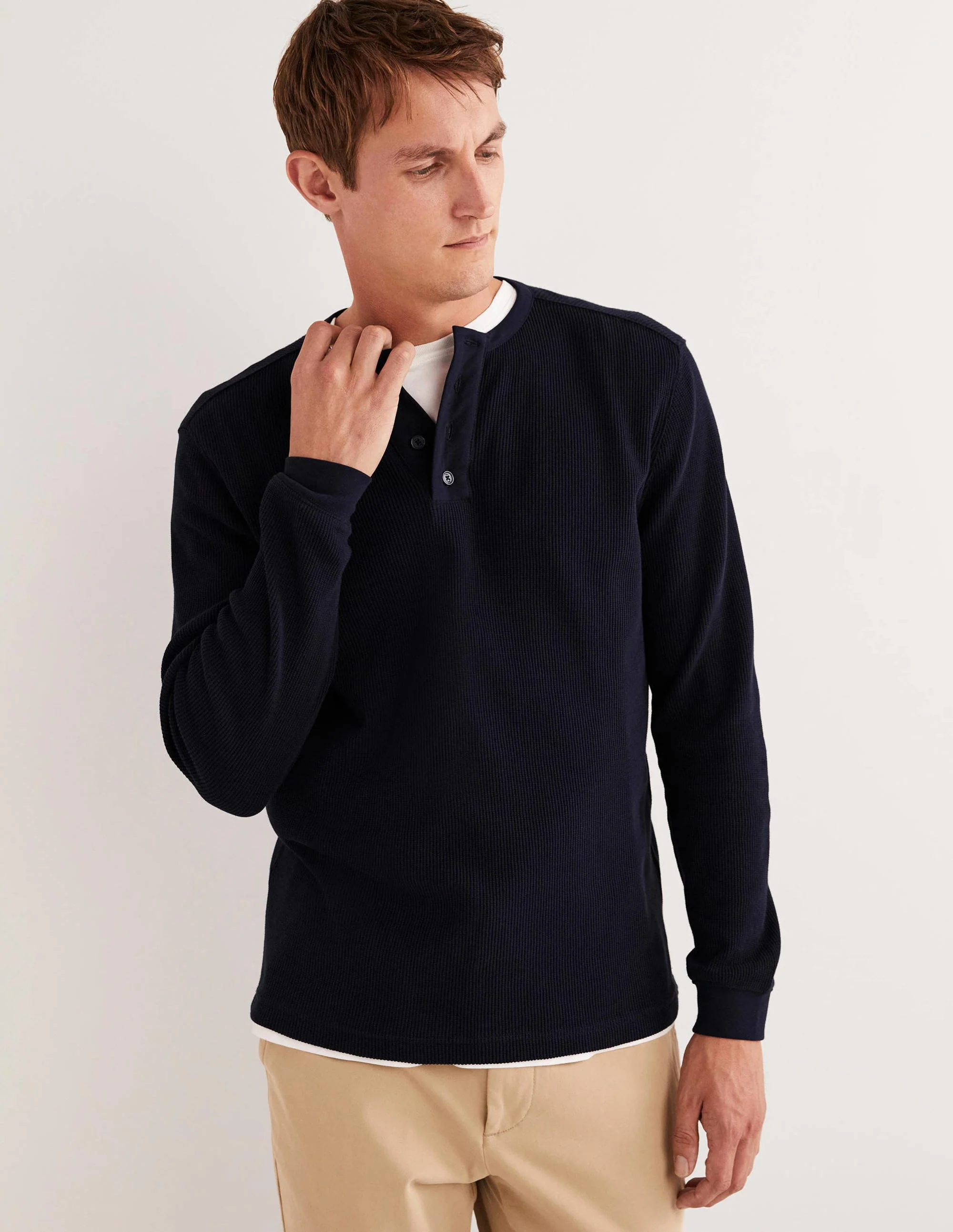 Waffle Henley-Navy - Image 2