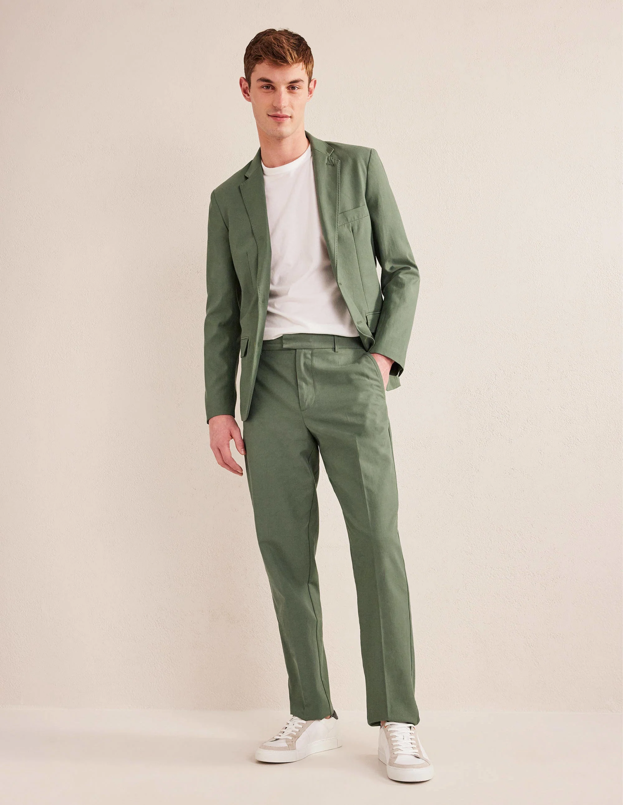 Washed Smart Trouser-Alligator Green