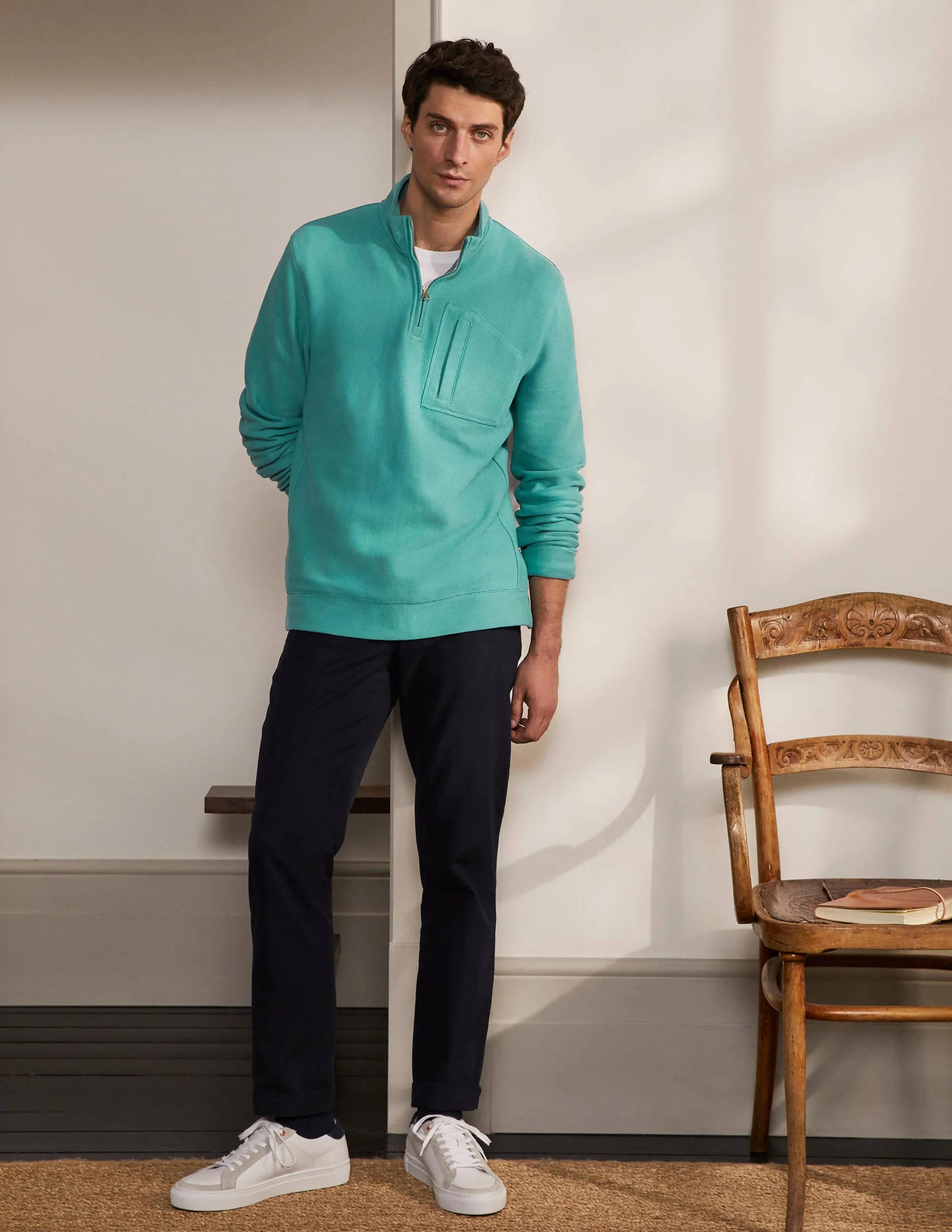 Winsford Twill Half-Zip Top-Quail Egg - Image 3