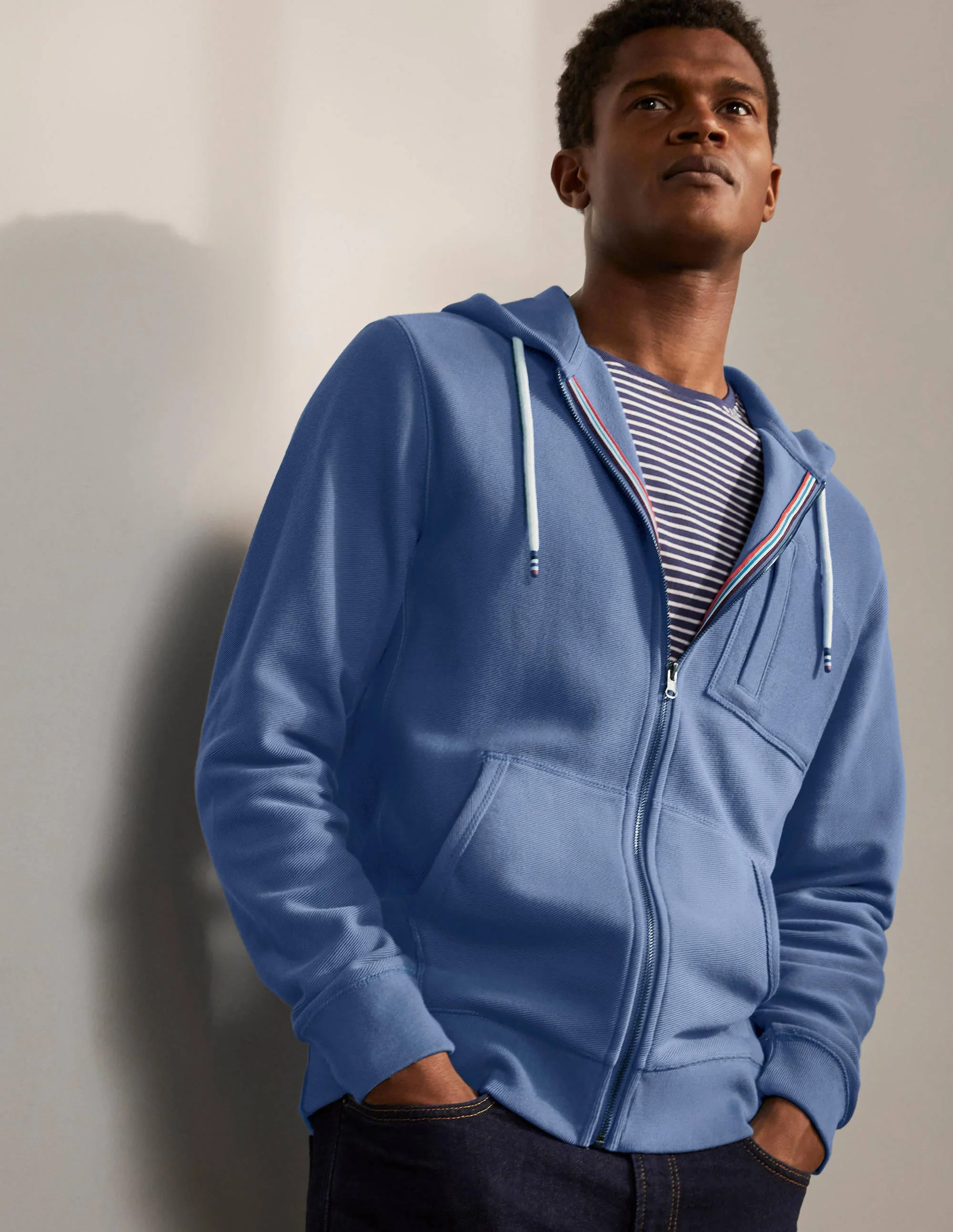 Winsford Twill Zip-up Hoodie-Inky Blue